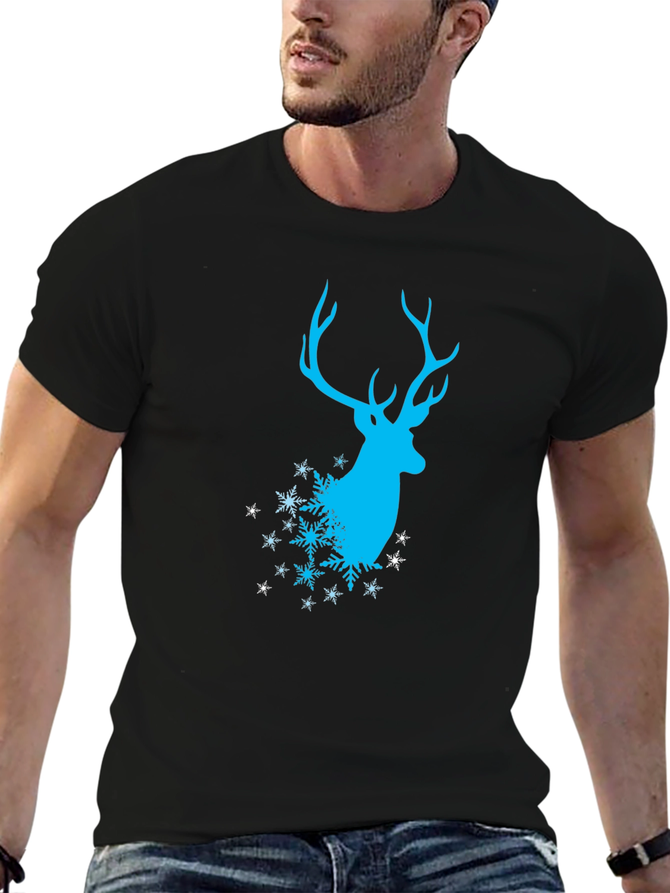 Winter Deer T-Shirt - Stylish Black Tee