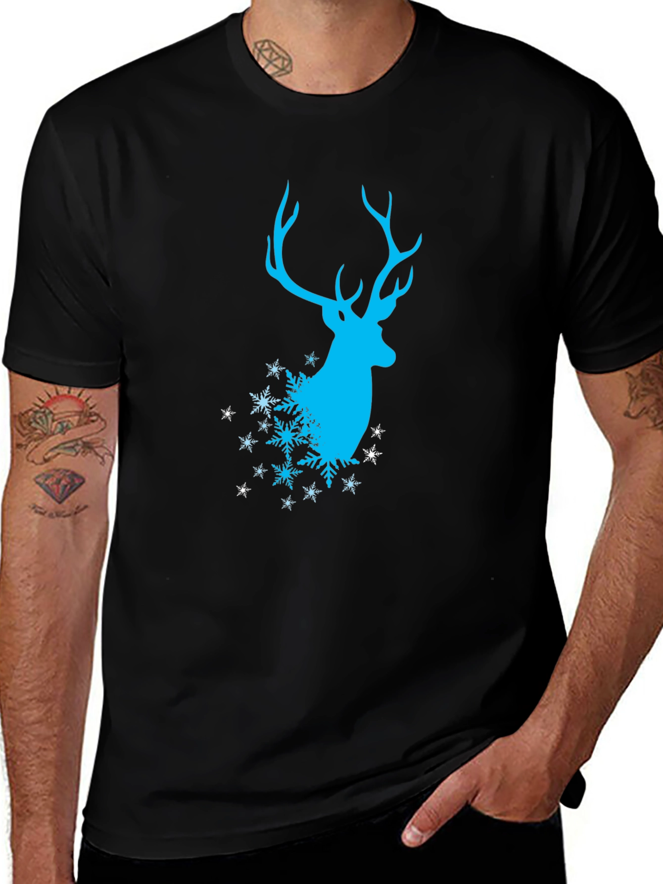 Winter Deer T-Shirt - Stylish Black Tee