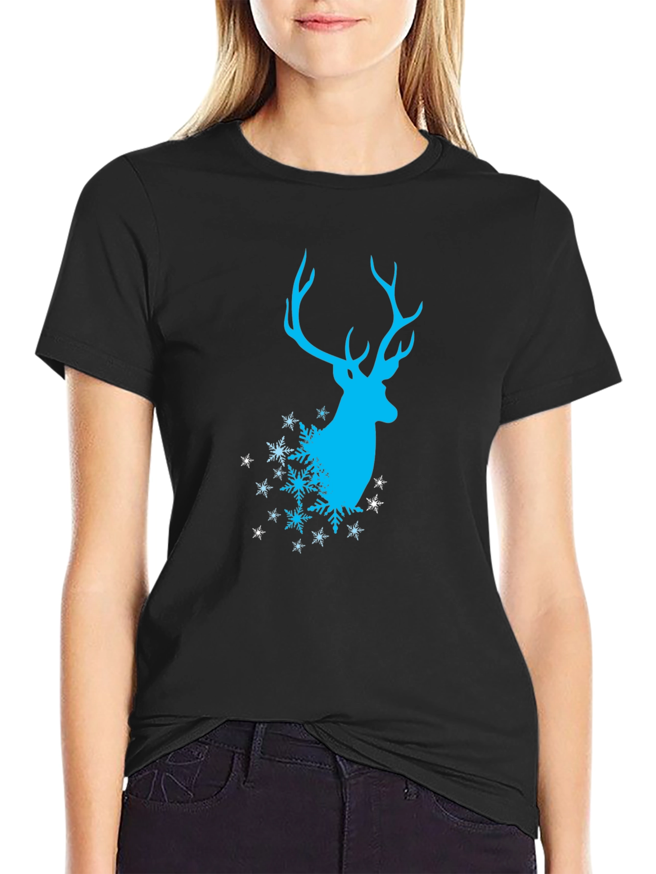 Winter Deer T-Shirt - Stylish Black Tee