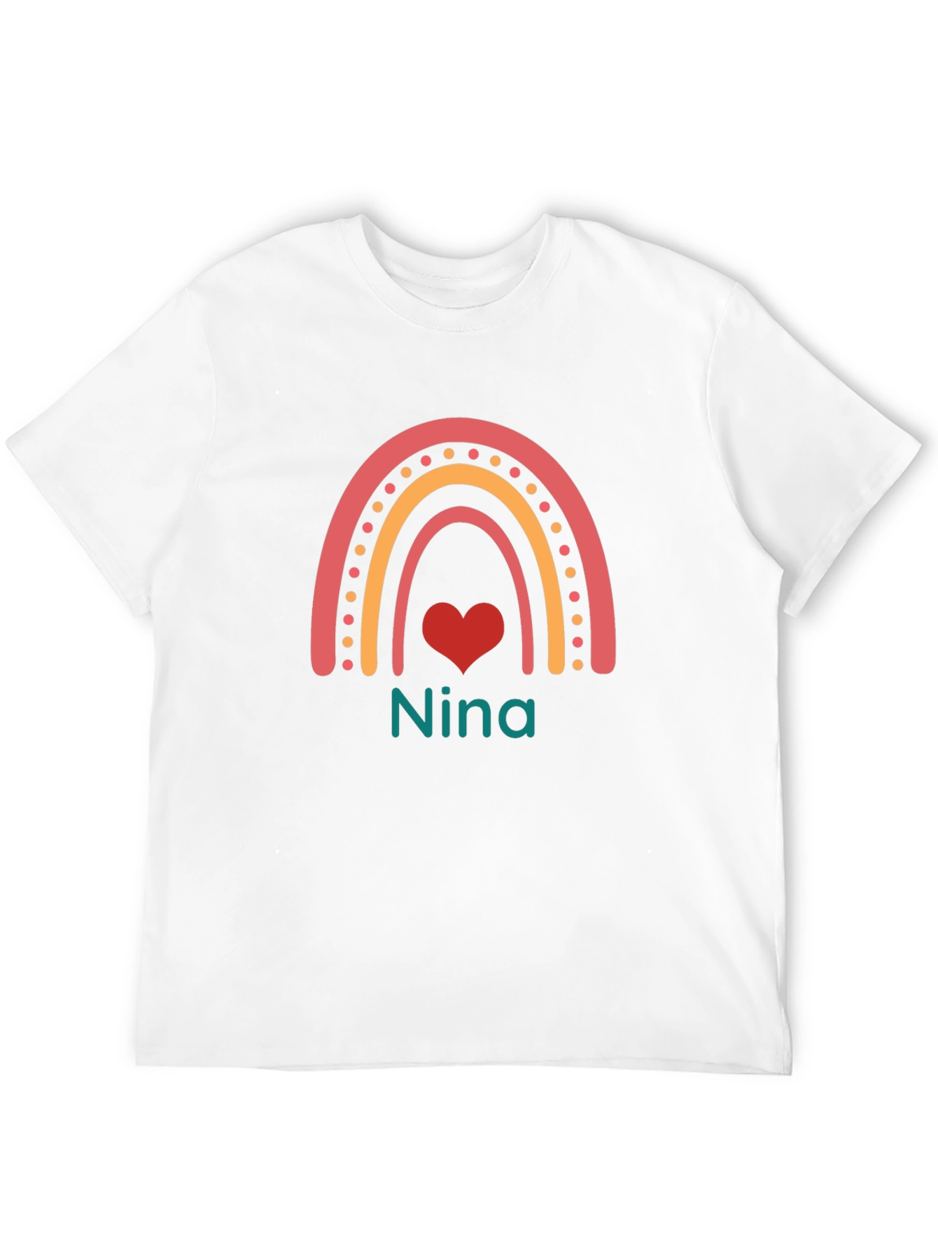 Personalized Nina Rainbow Heart T-Shirt