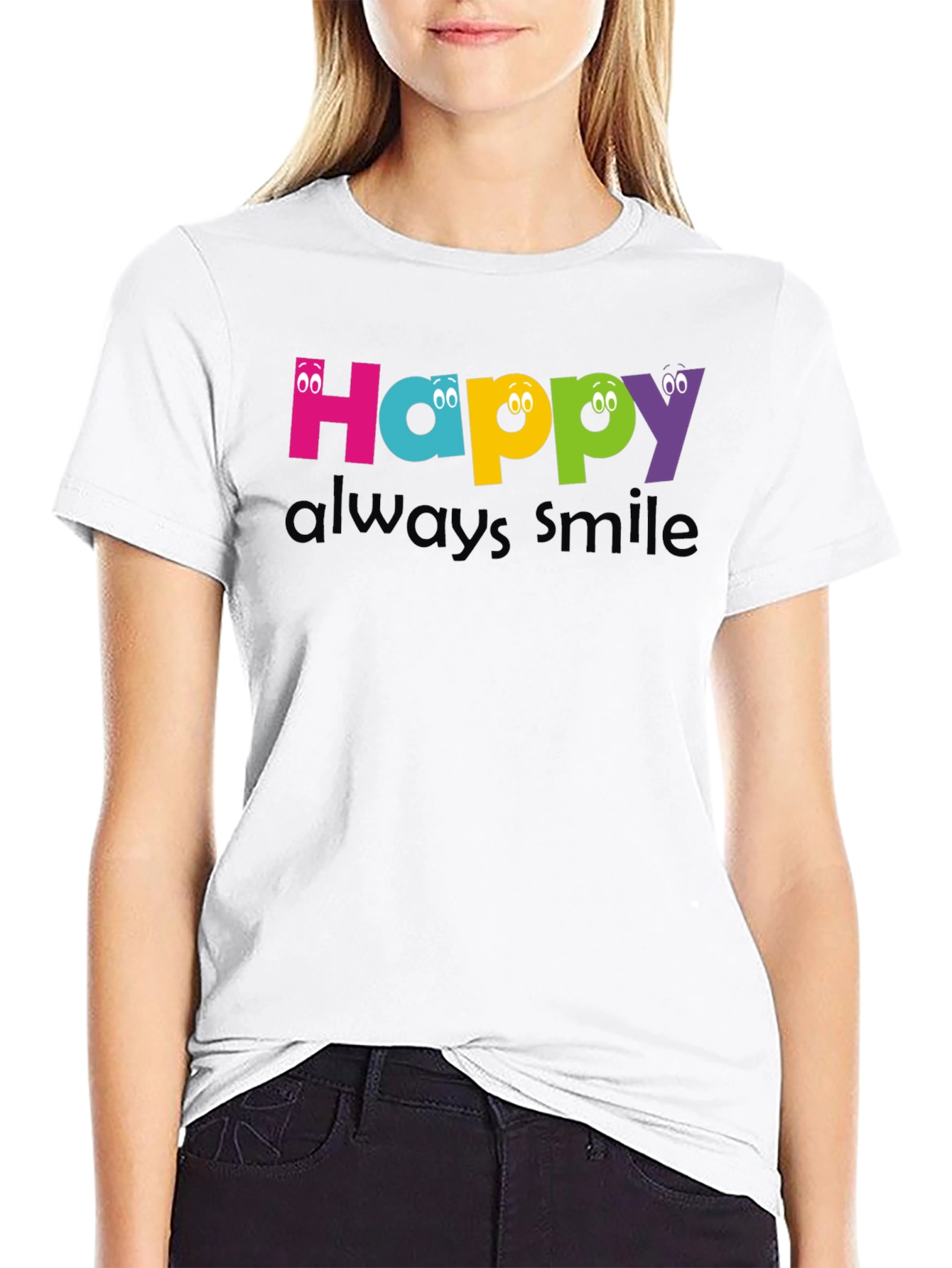 Happy Always Smile Graphic Tee - Black Unisex T-Shirt