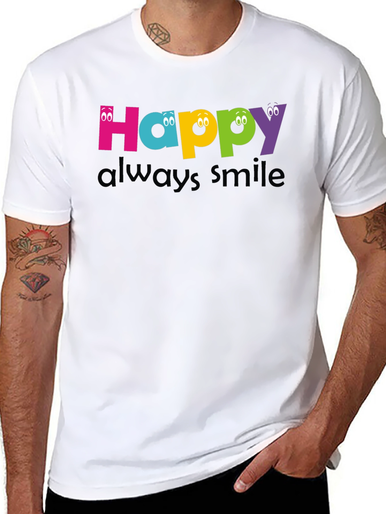 Happy Always Smile Graphic Tee - Black Unisex T-Shirt