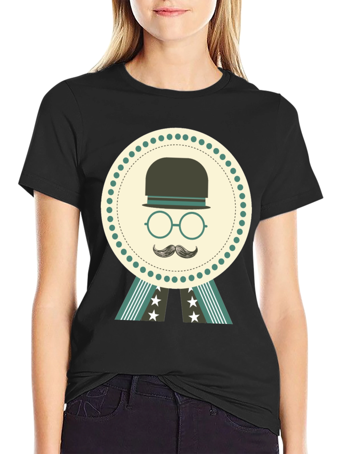 Retro Gentleman Graphic T-Shirt - Black