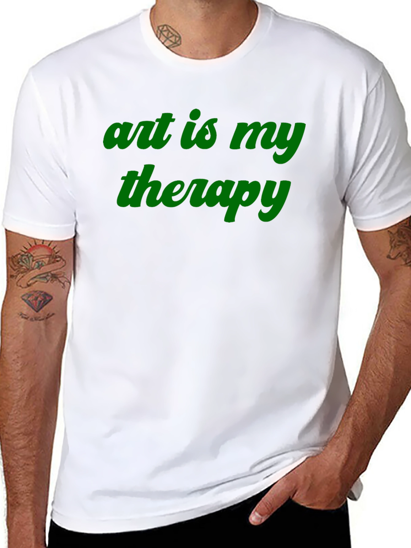 Art is My Therapy Black Crew Neck Tee