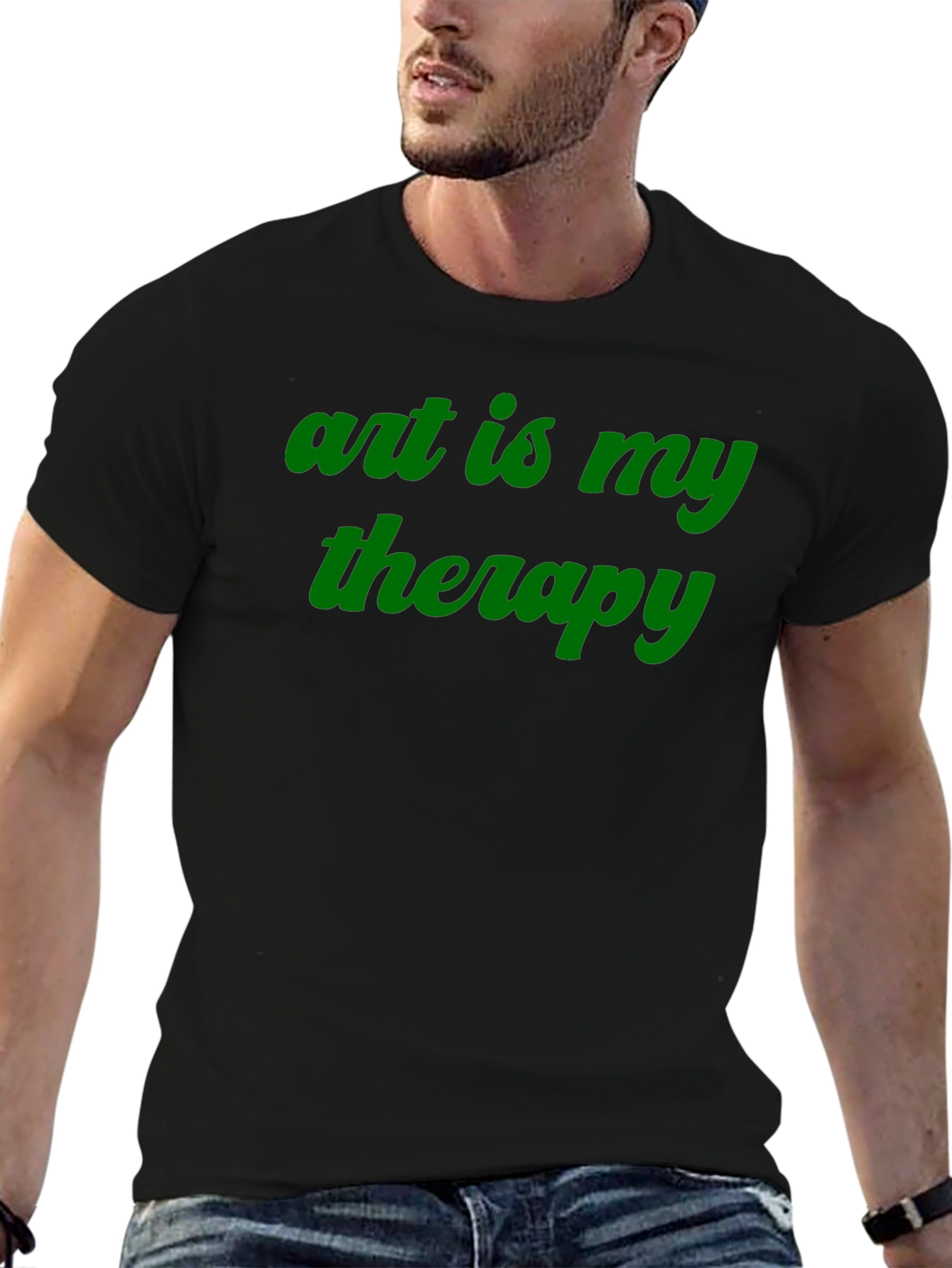 Art is My Therapy Black Crew Neck Tee