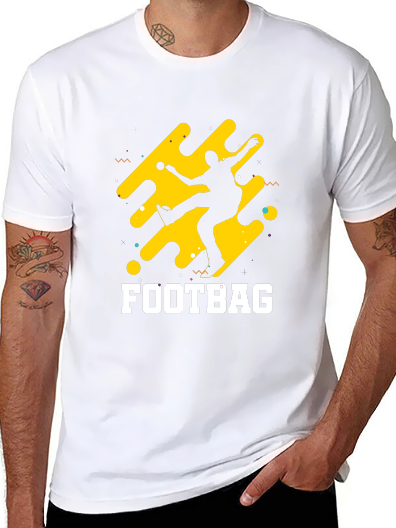 Black T-Shirt with Footbag Graphic Design