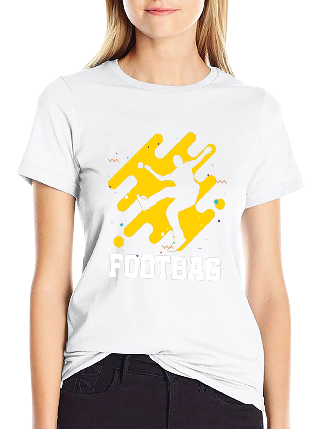 Black T-Shirt with Footbag Graphic Design