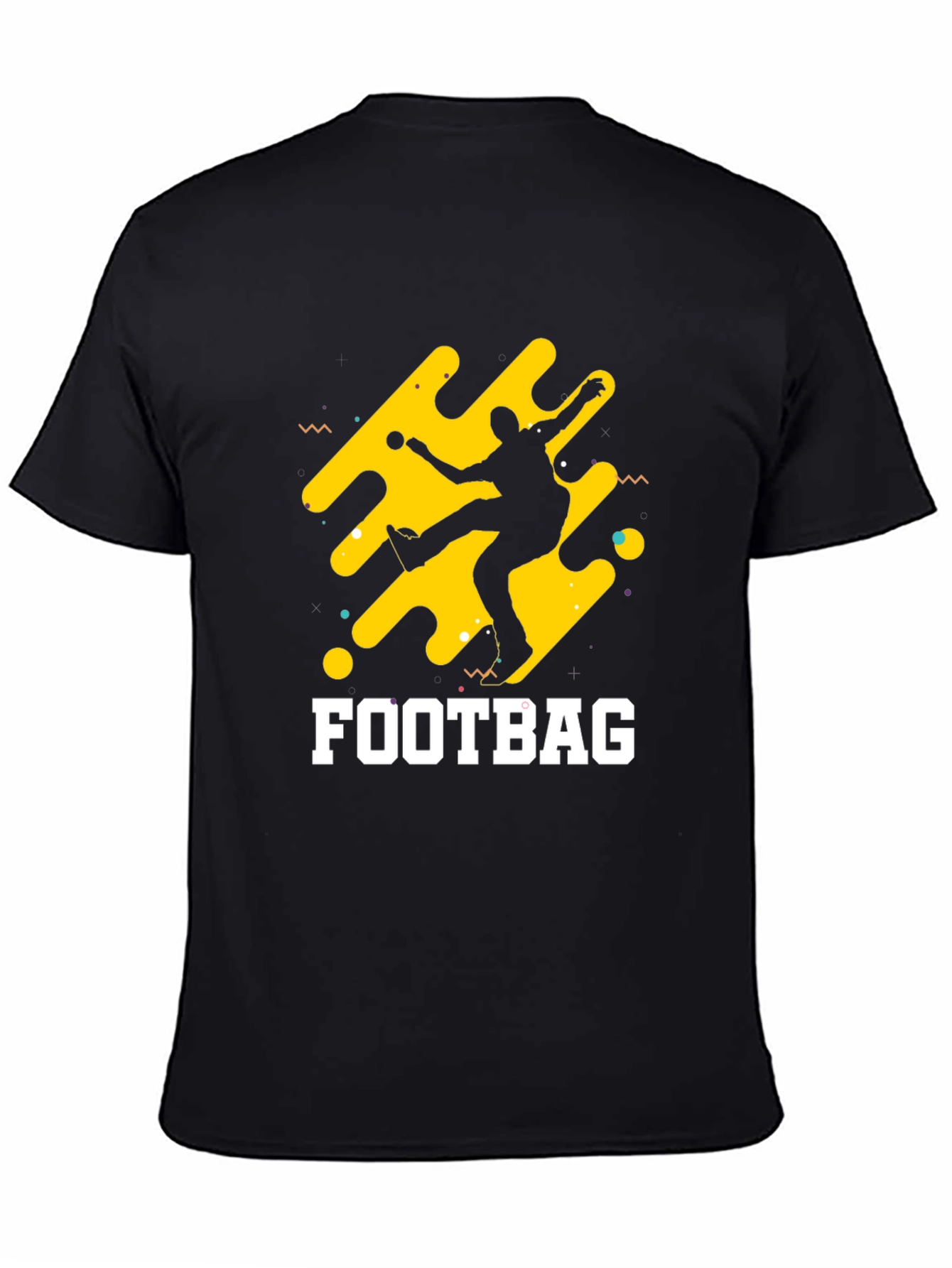 Black T-Shirt with Footbag Graphic Design