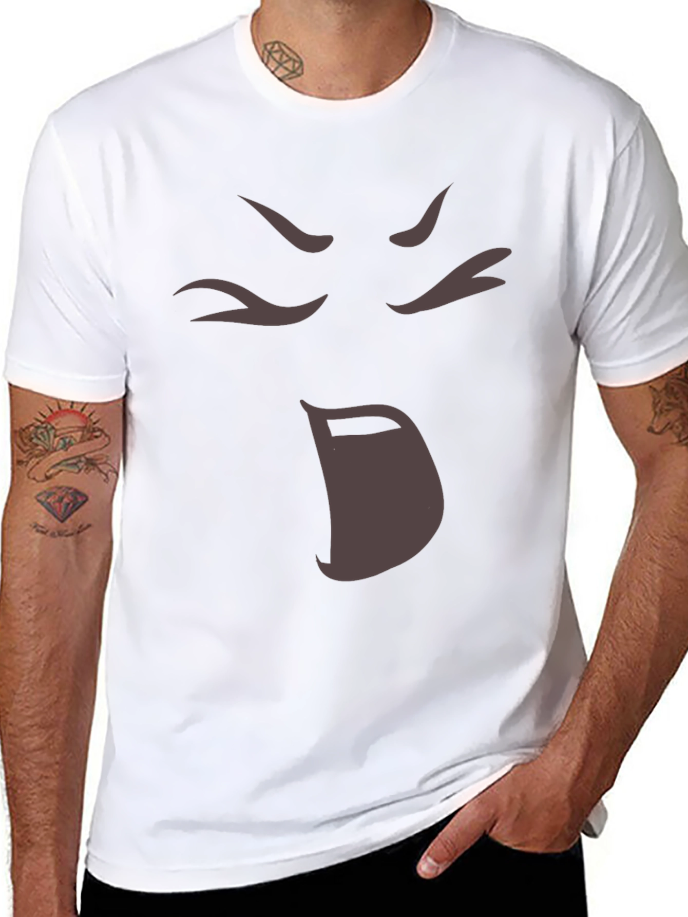 Anime Face Black T-Shirt