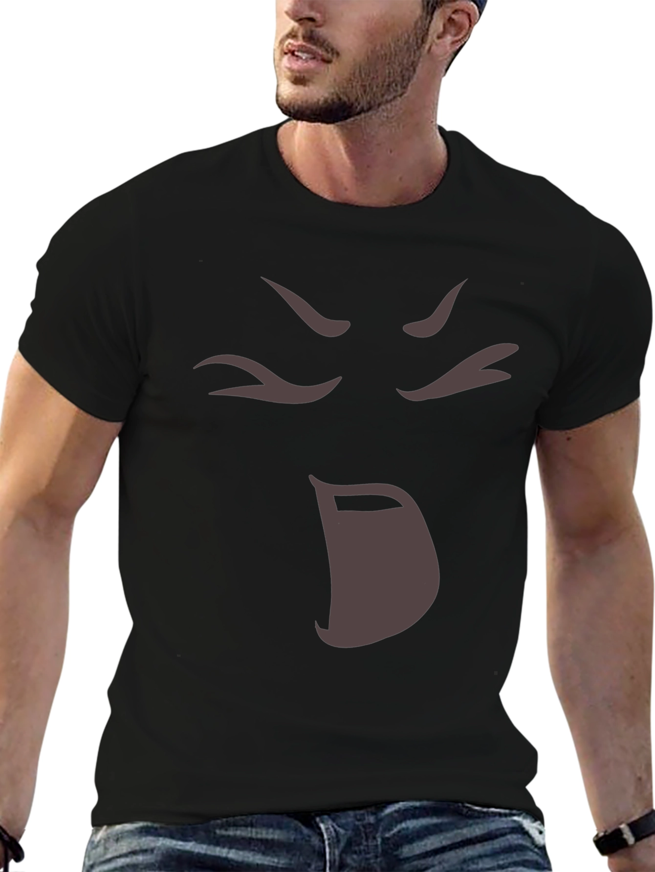 Anime Face Black T-Shirt