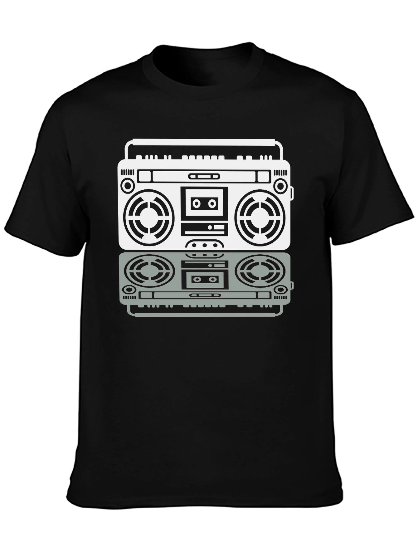 Retro Boombox Graphic Tee - Black