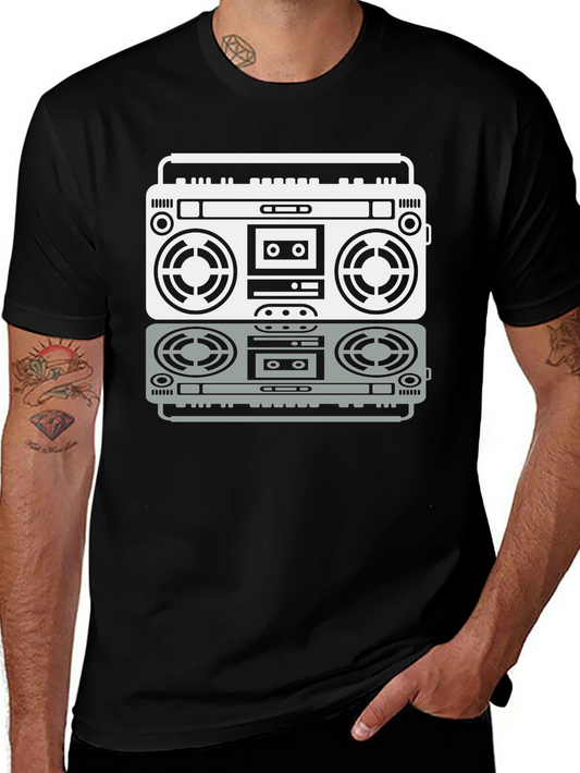 Retro Boombox Graphic Tee - Black