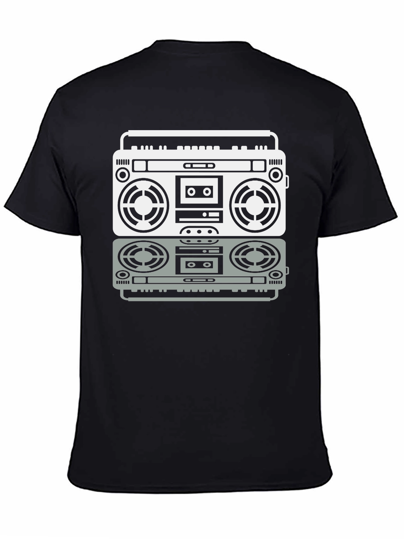 Retro Boombox Graphic Tee - Black