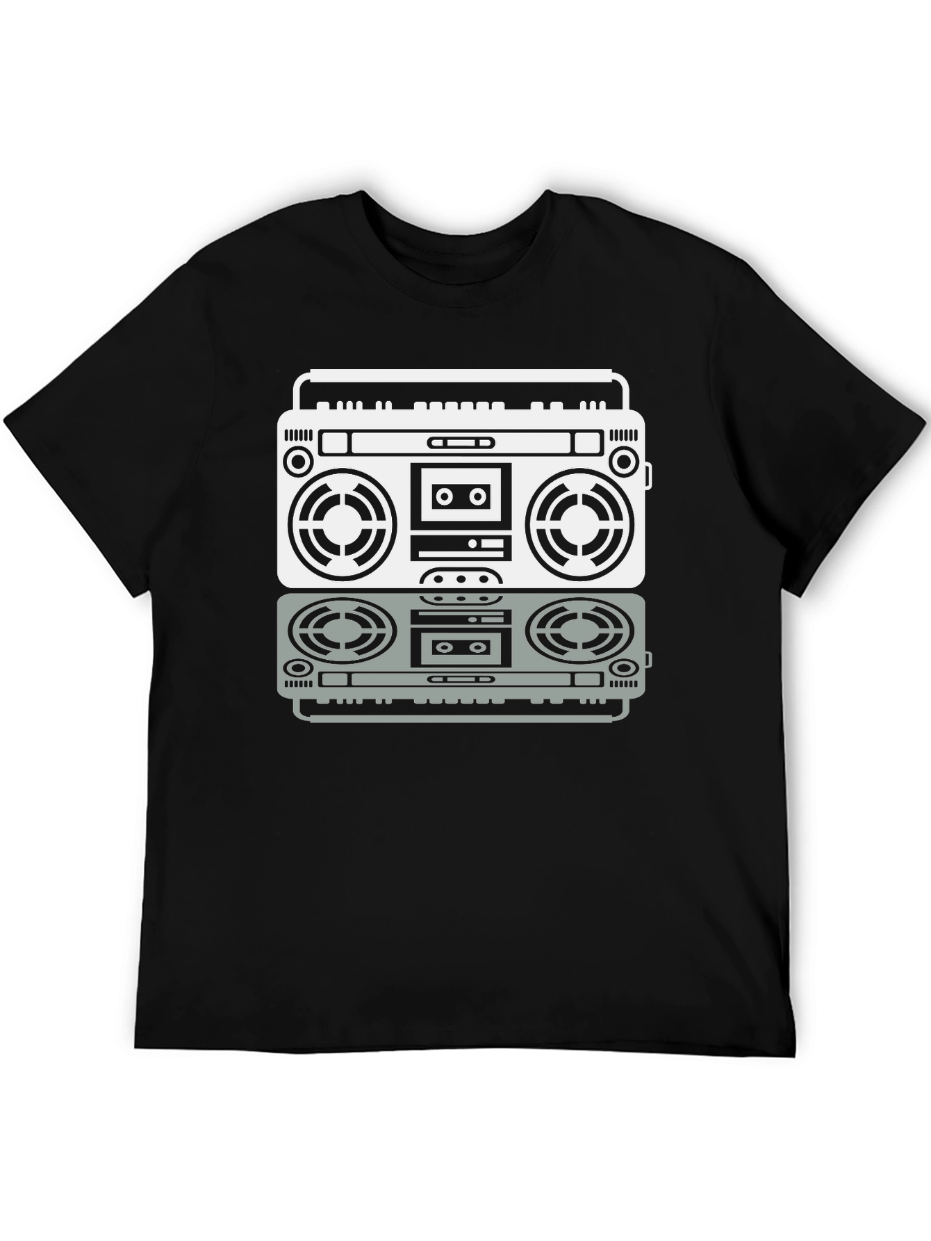 Retro Boombox Graphic Tee - Black