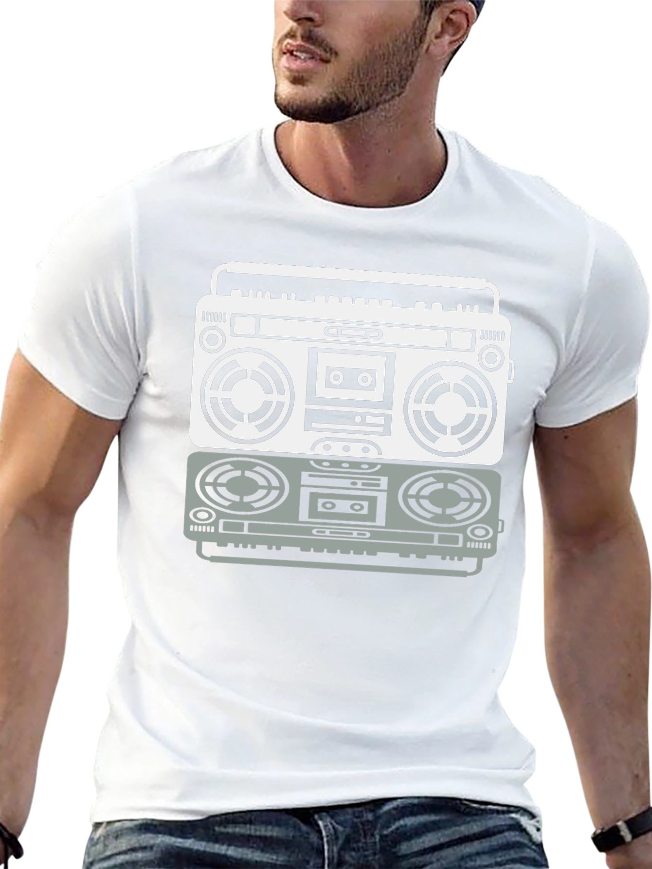 Retro Boombox Graphic Tee - Black