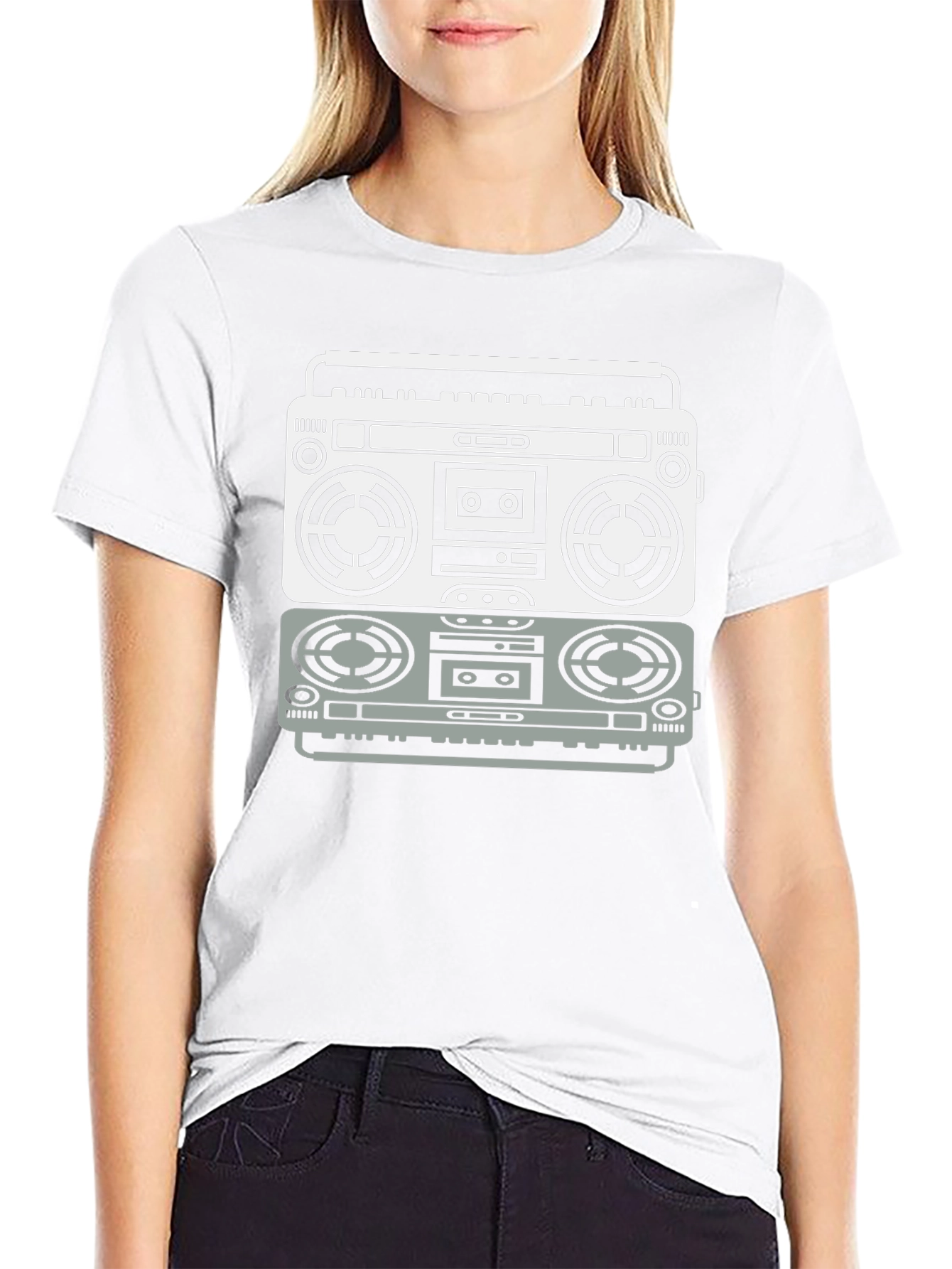 Retro Boombox Graphic Tee - Black