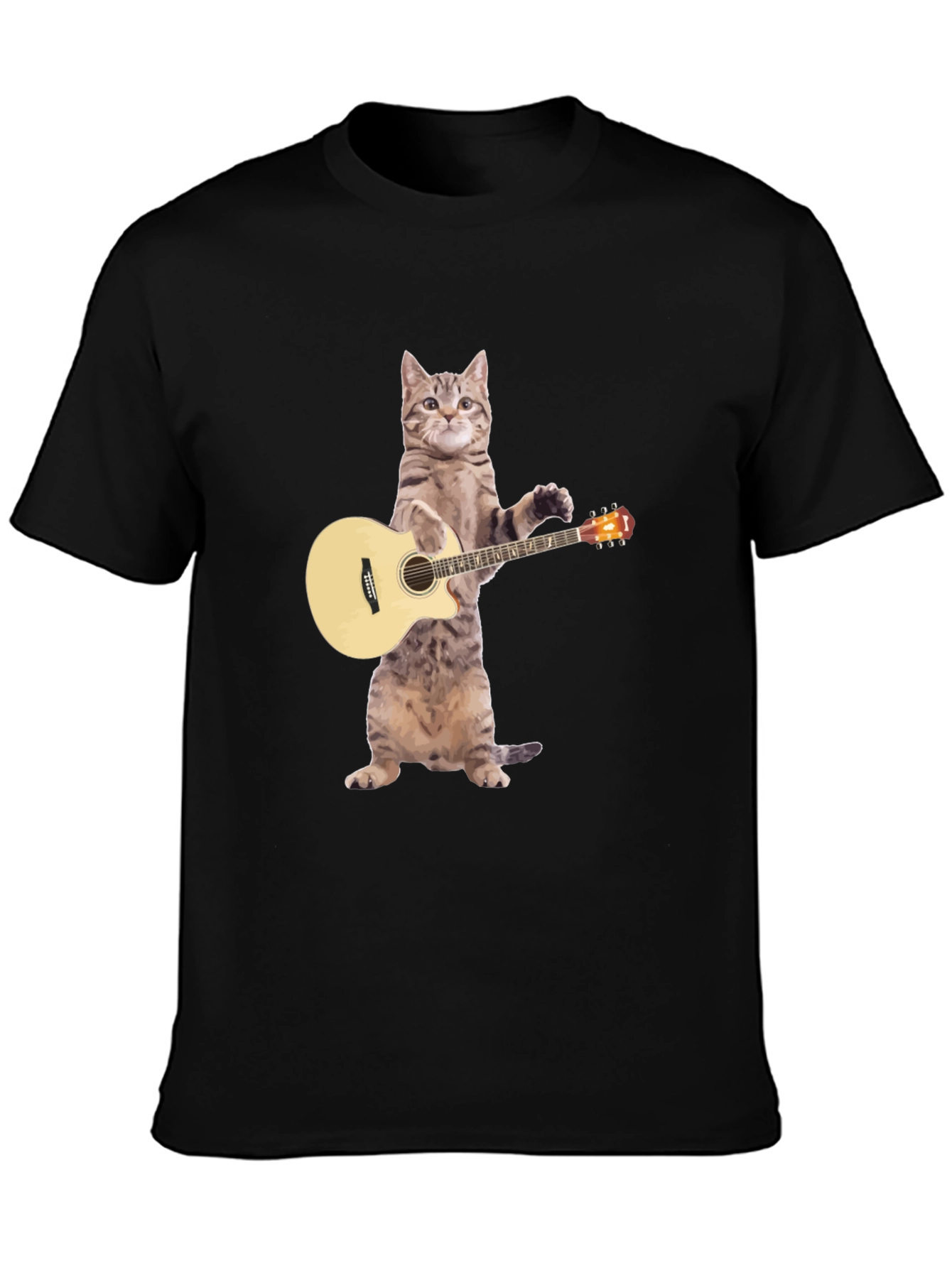 Cat Playing Guitar Graphic T-Shirt