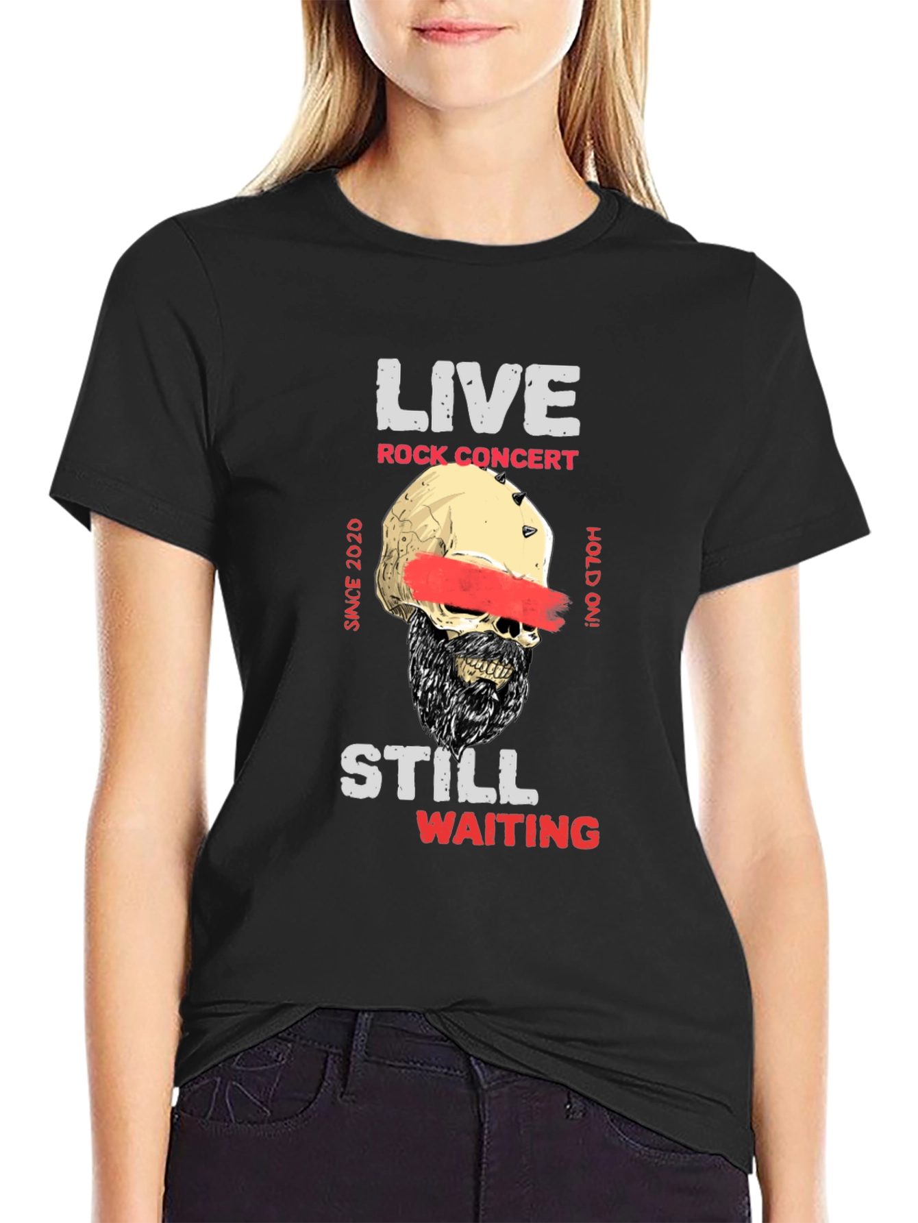 Live Rock Concert Skull Graphic T-Shirt