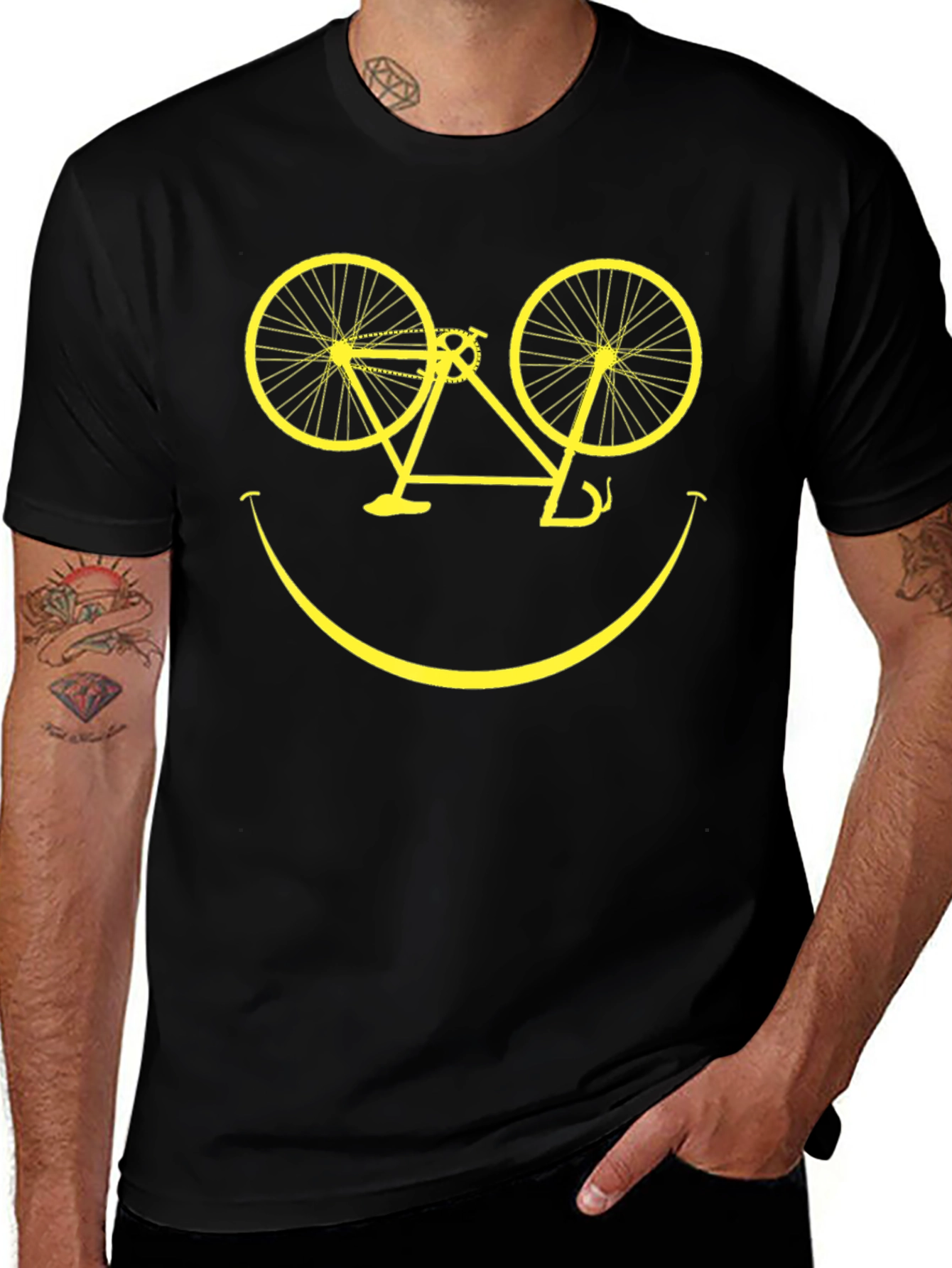 Smiley Face Bicycle Graphic T-Shirt