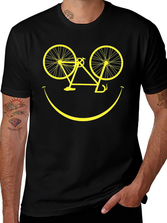 Smiley Face Bicycle Graphic T-Shirt