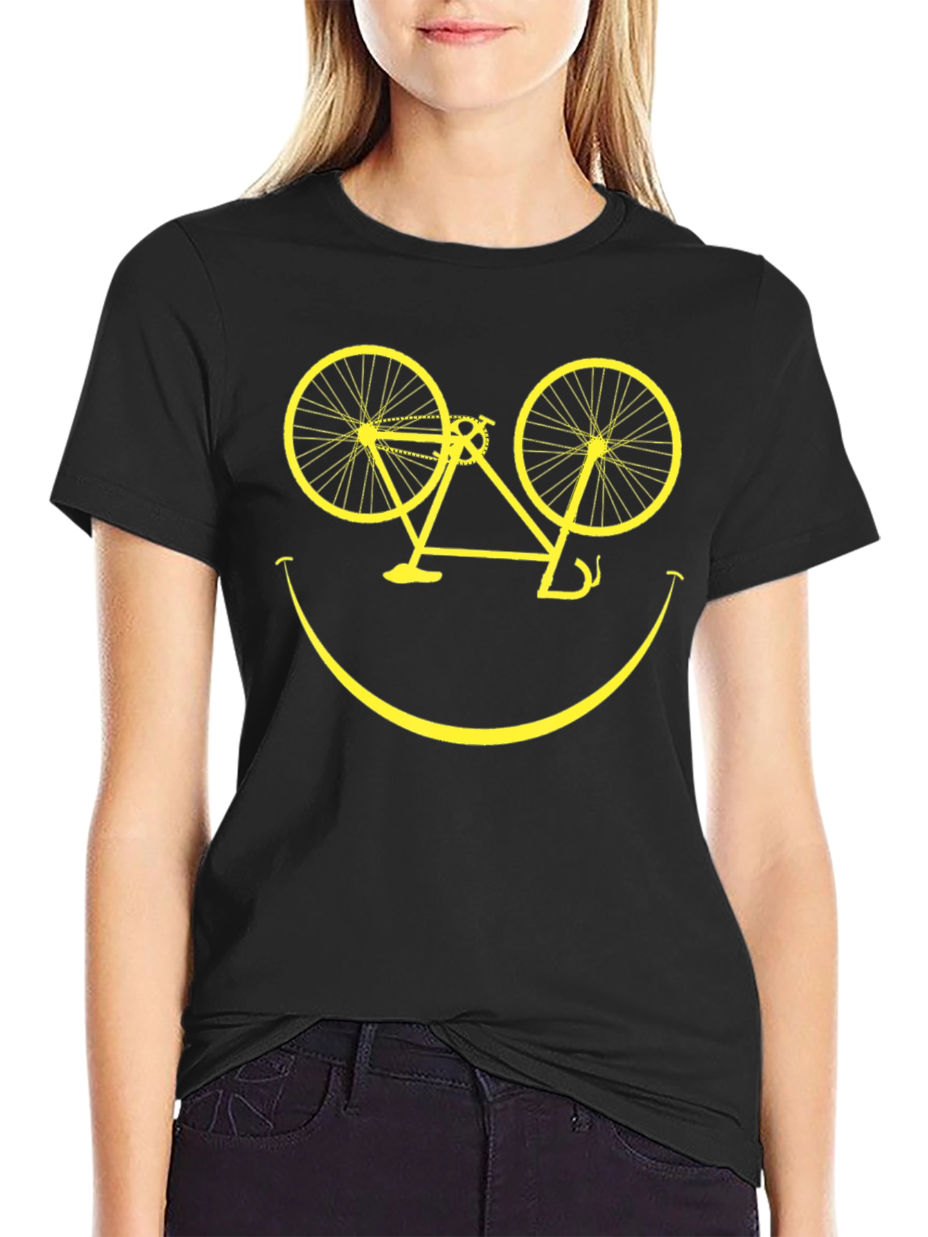 Smiley Face Bicycle Graphic T-Shirt