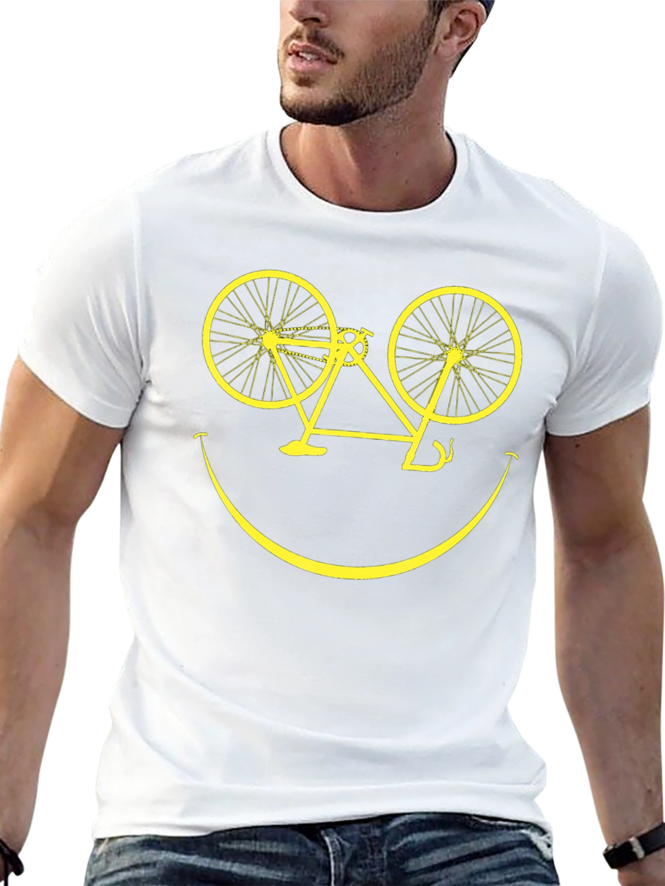 Smiley Face Bicycle Graphic T-Shirt