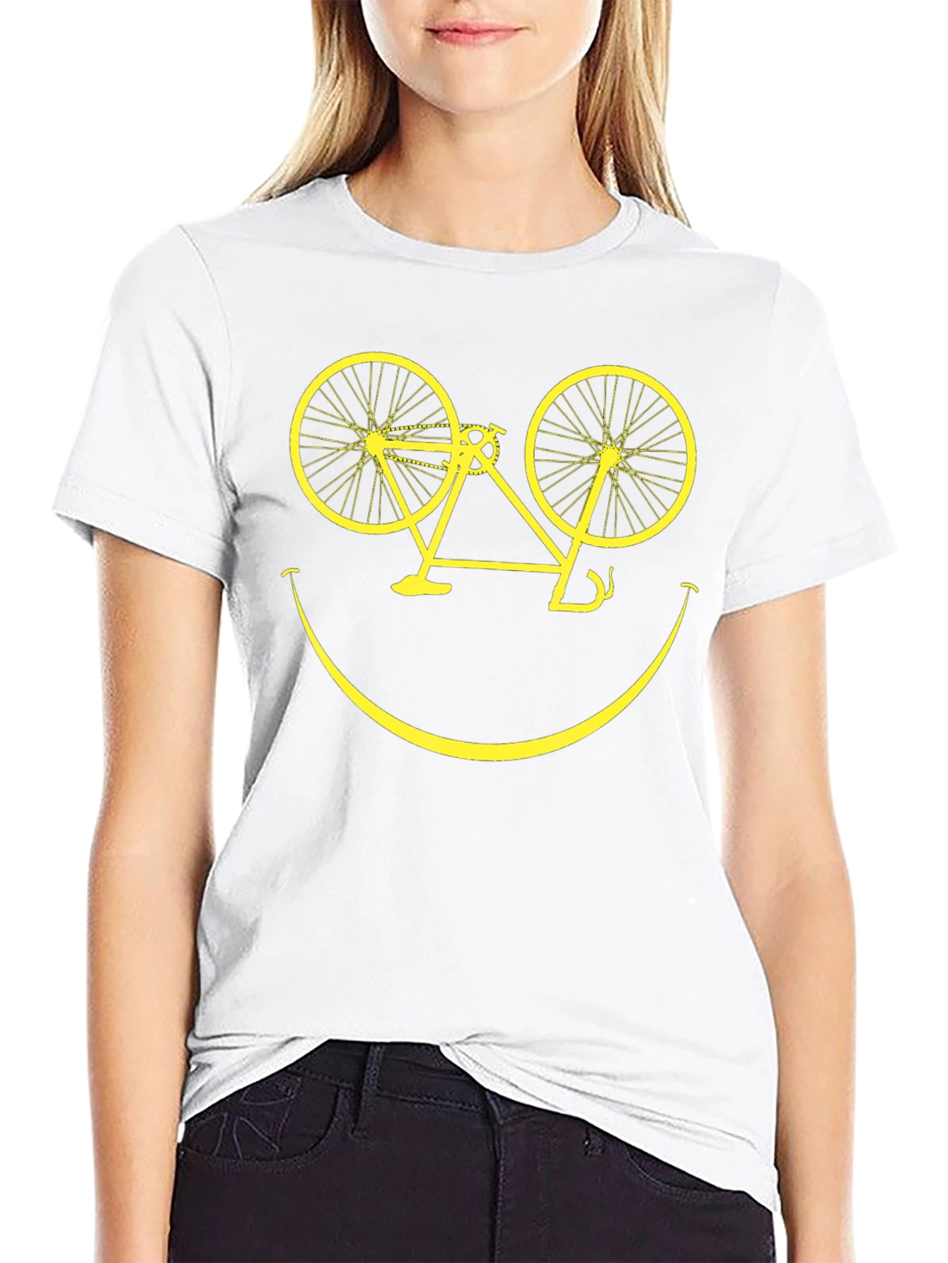 Smiley Face Bicycle Graphic T-Shirt