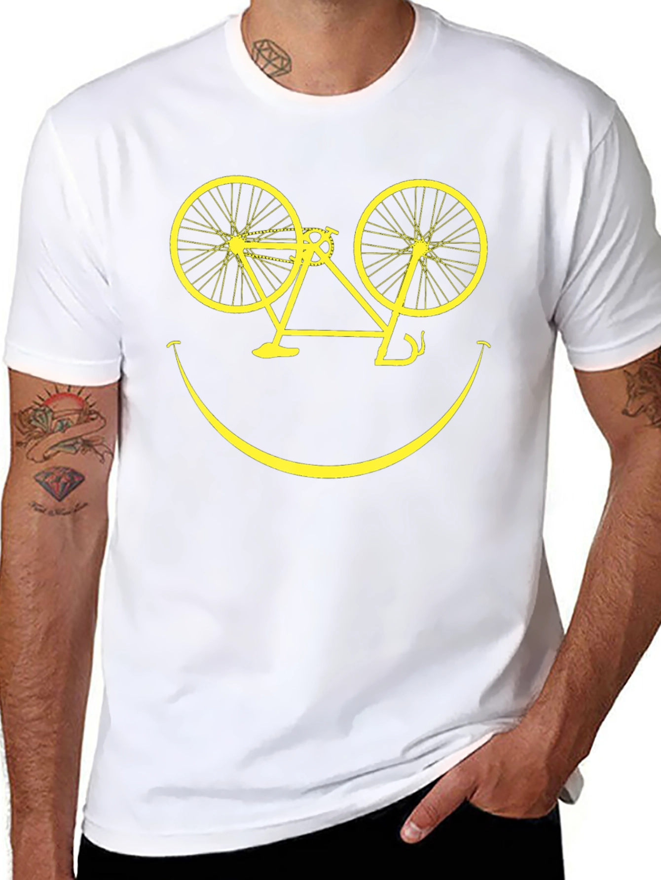 Smiley Face Bicycle Graphic T-Shirt