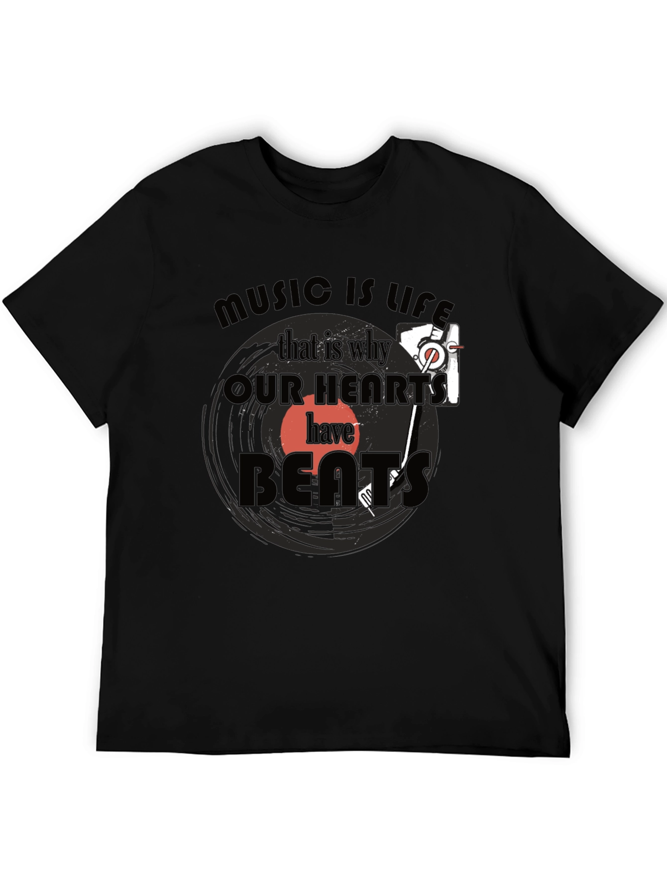 Music is Life Graphic Tee - Cotton Blend T-Shirt