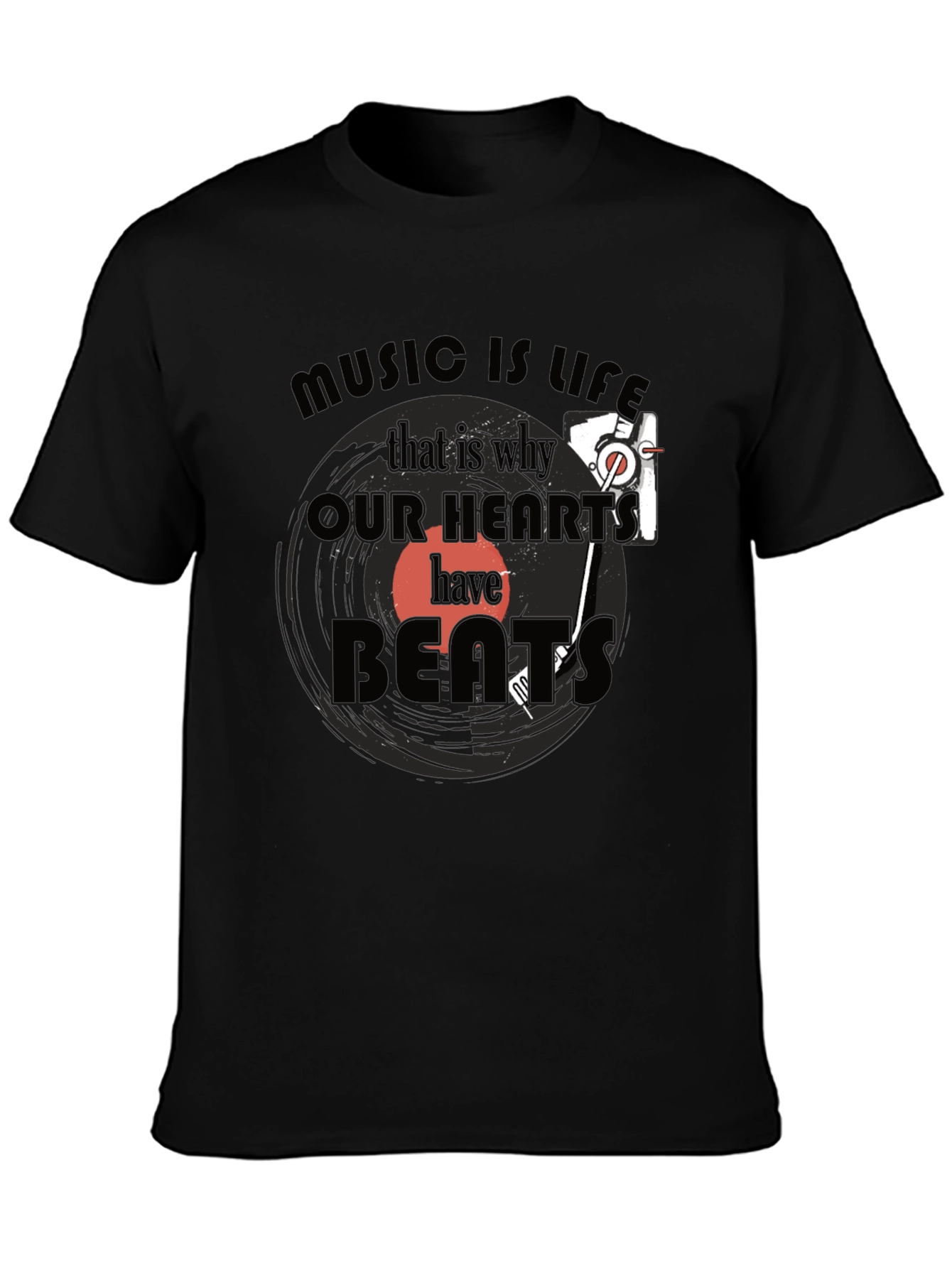 Music is Life Graphic Tee - Cotton Blend T-Shirt