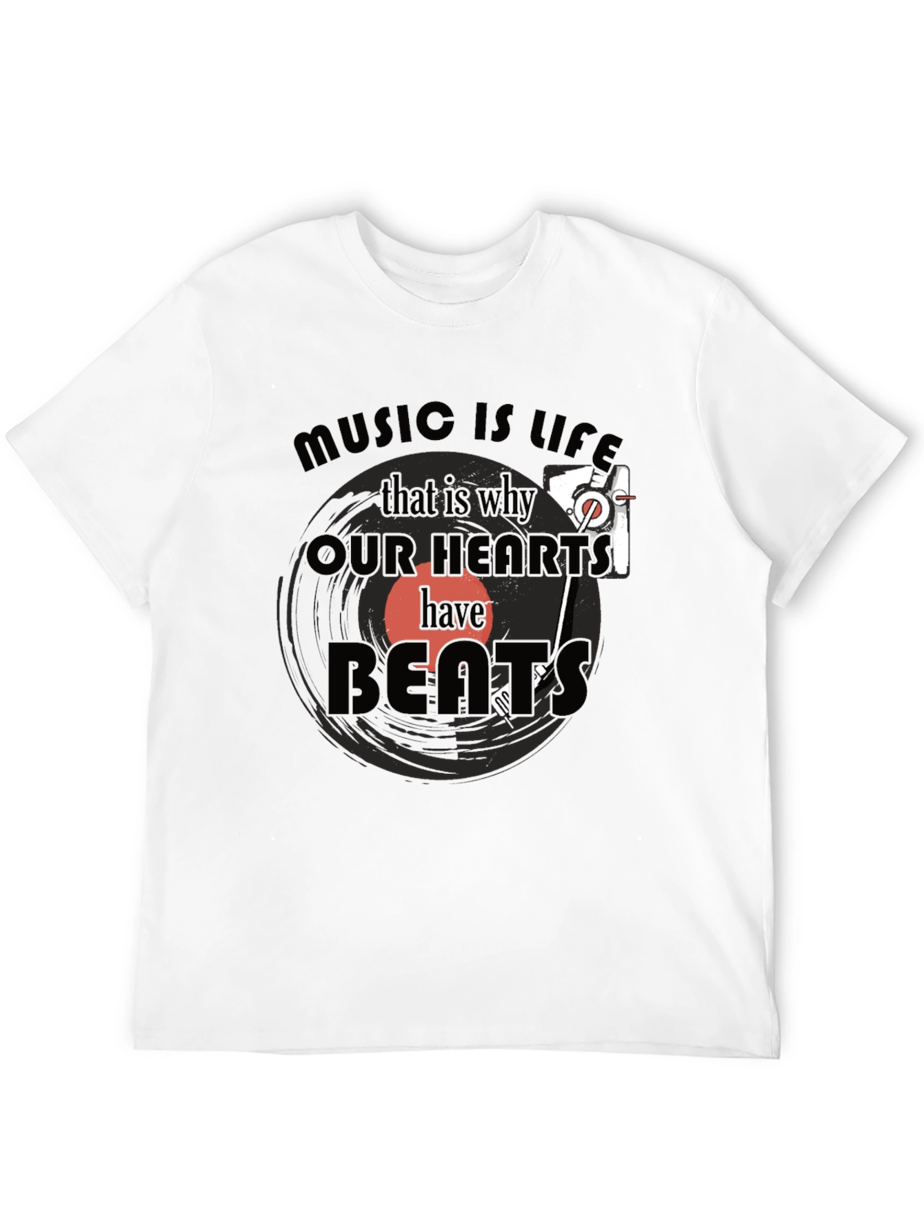 Music is Life Graphic Tee - Cotton Blend T-Shirt