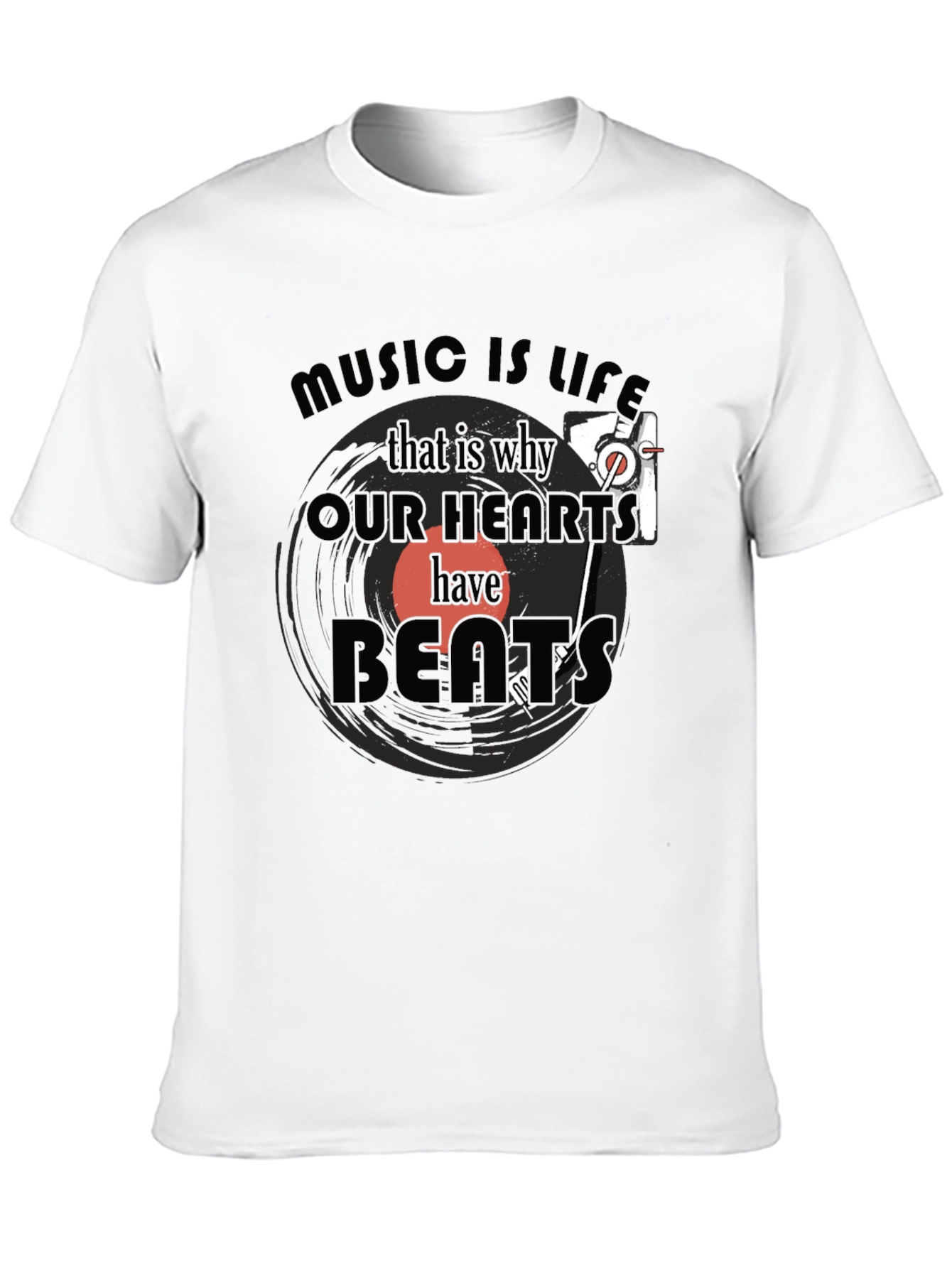 Music is Life Graphic Tee - Cotton Blend T-Shirt
