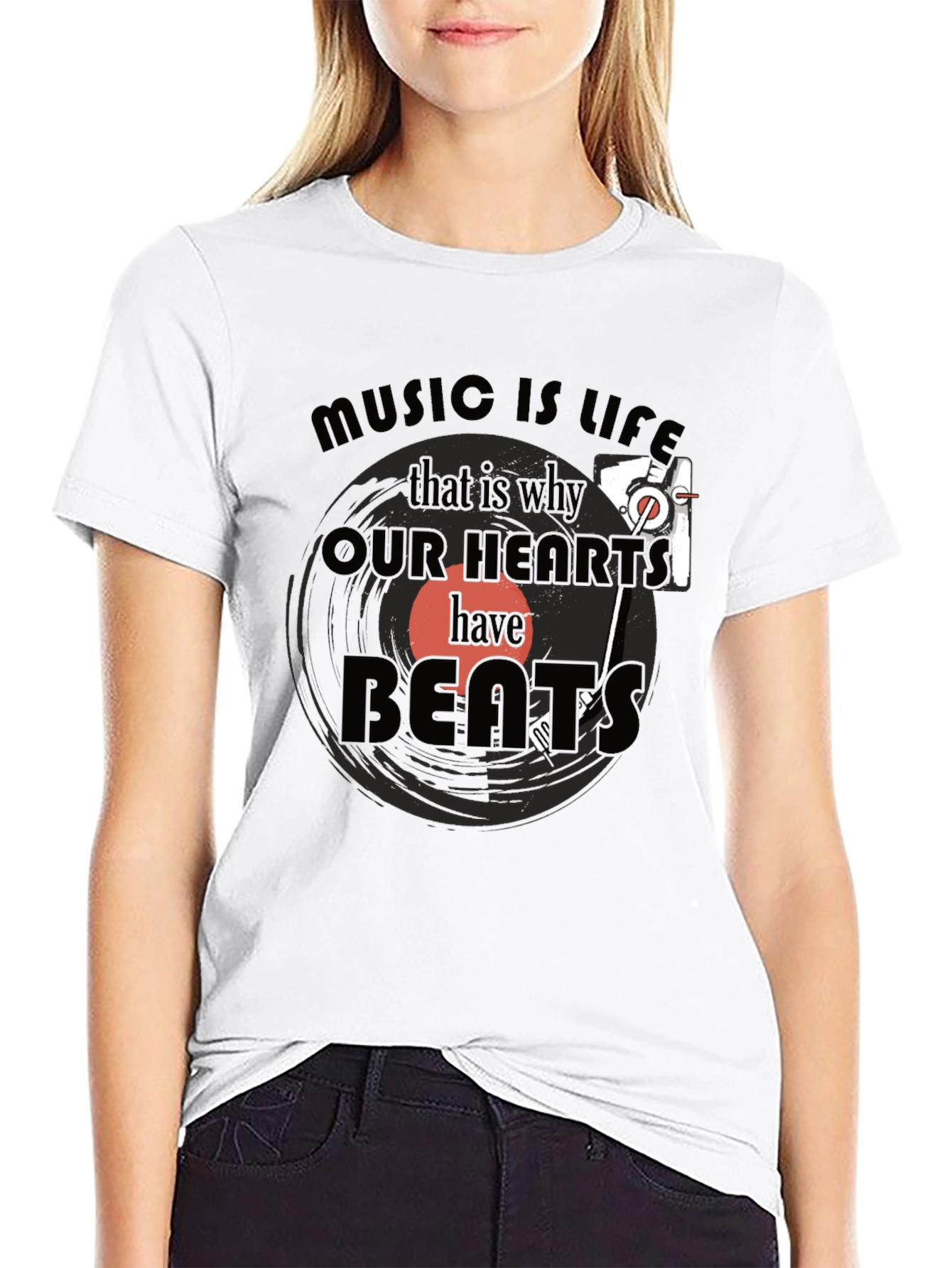 Music is Life Graphic Tee - Cotton Blend T-Shirt