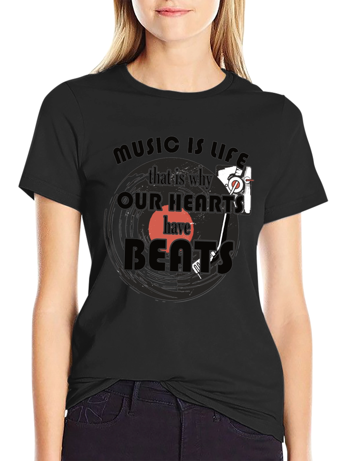 Music is Life Graphic Tee - Cotton Blend T-Shirt