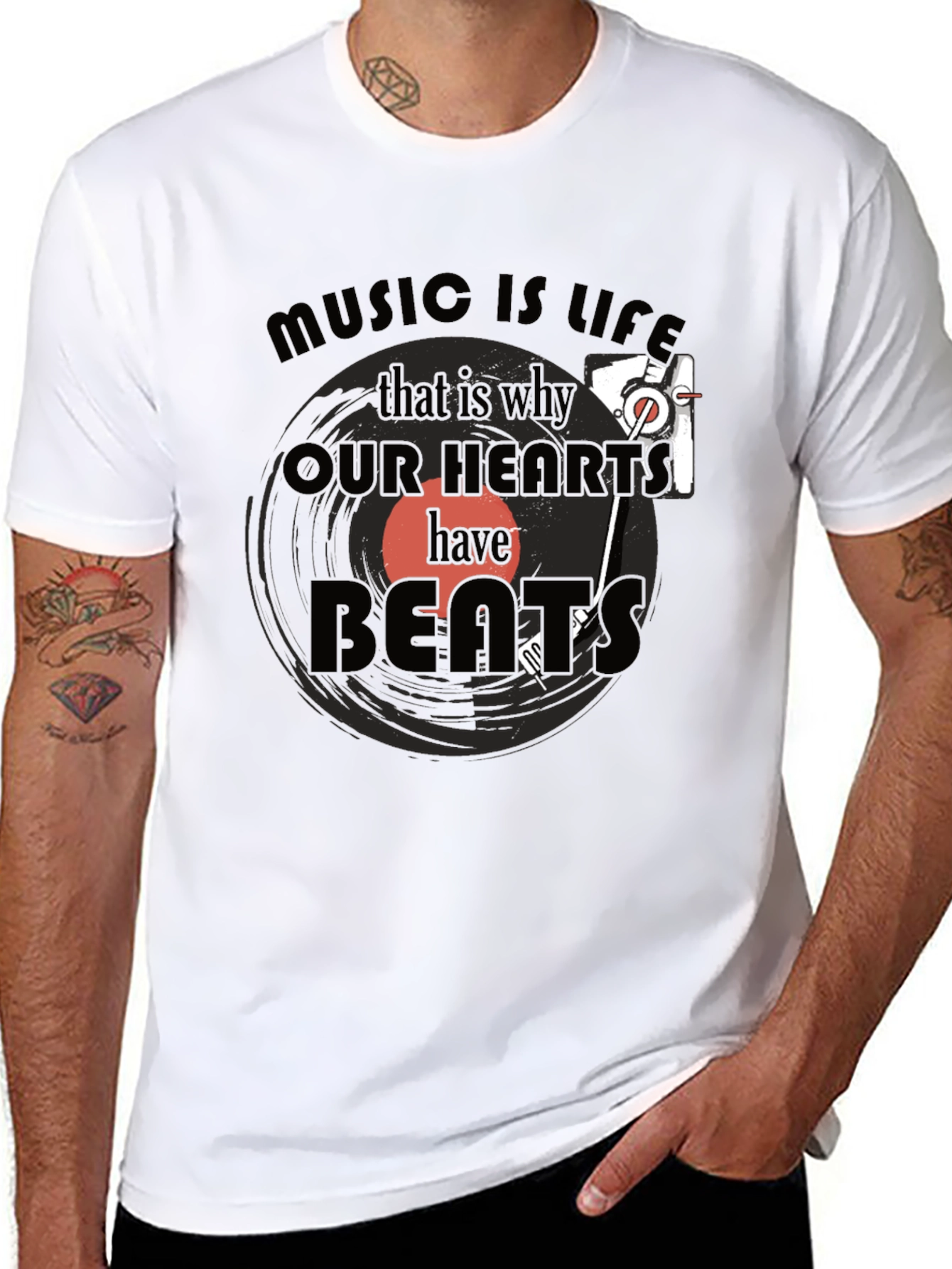 Music is Life Graphic Tee - Cotton Blend T-Shirt