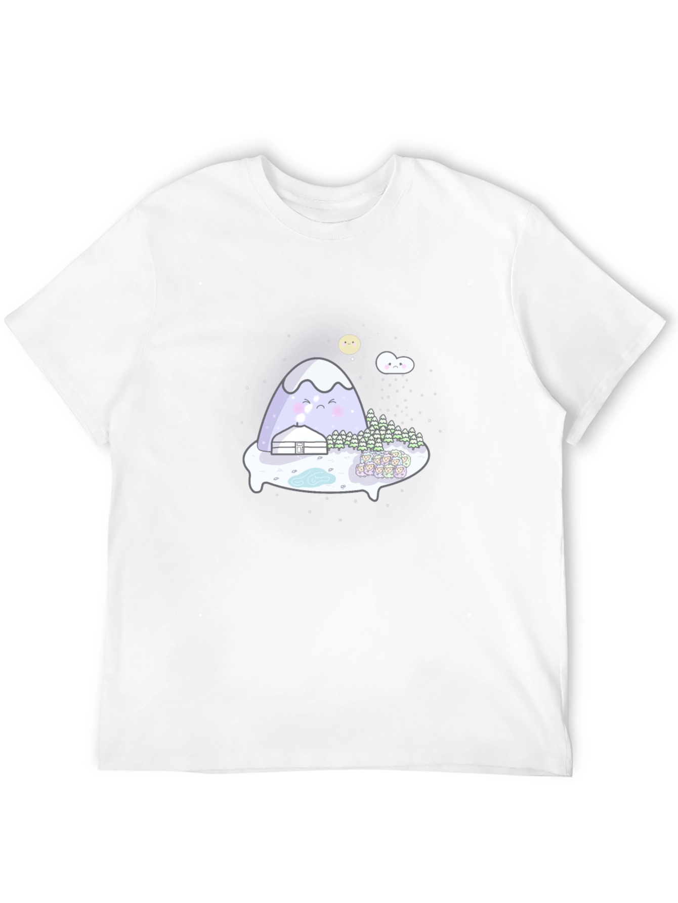 Cute Mountain Graphic Tee - Black Cotton T-Shirt