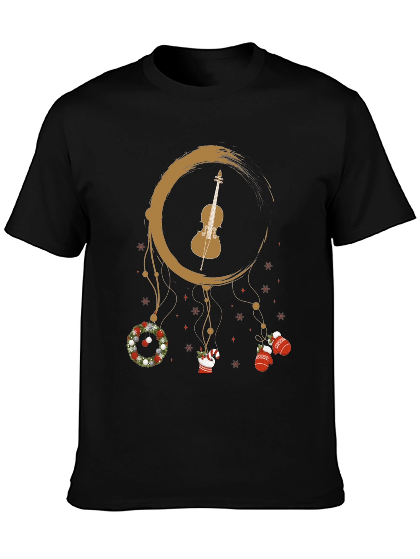 Musical Christmas T-Shirt: Violin Dreamcatcher Design