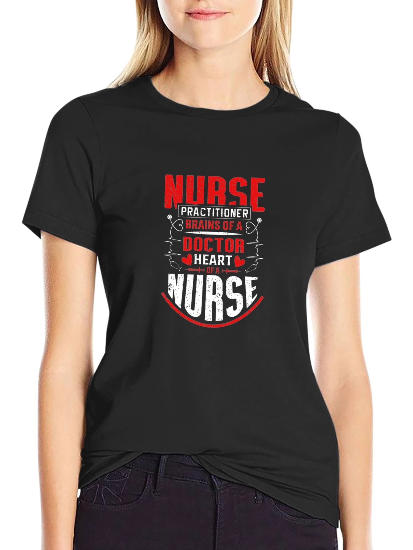 Nurse Practitioner Brains Doctor Heart Nurse T-Shirt
