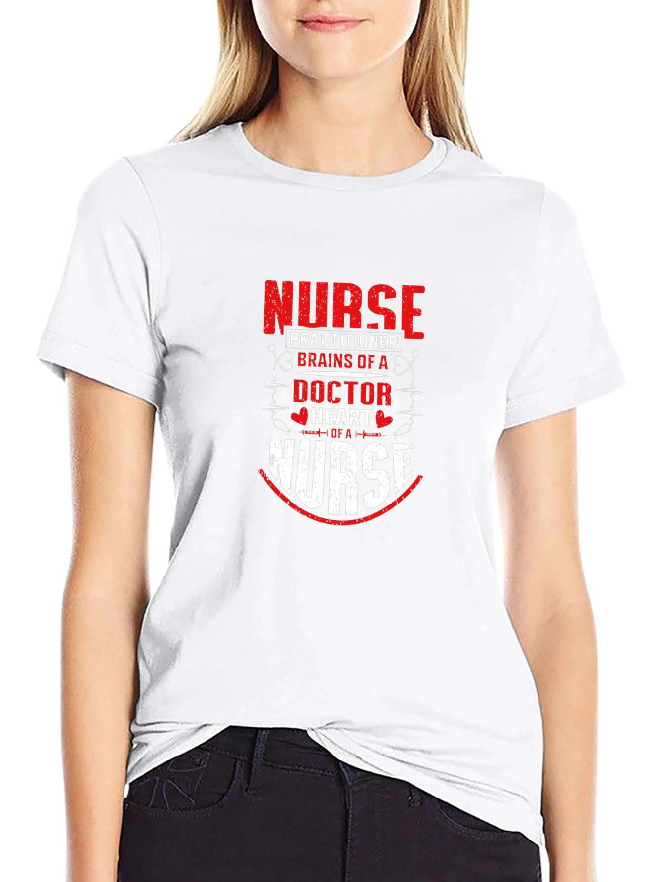 Nurse Practitioner Brains Doctor Heart Nurse T-Shirt