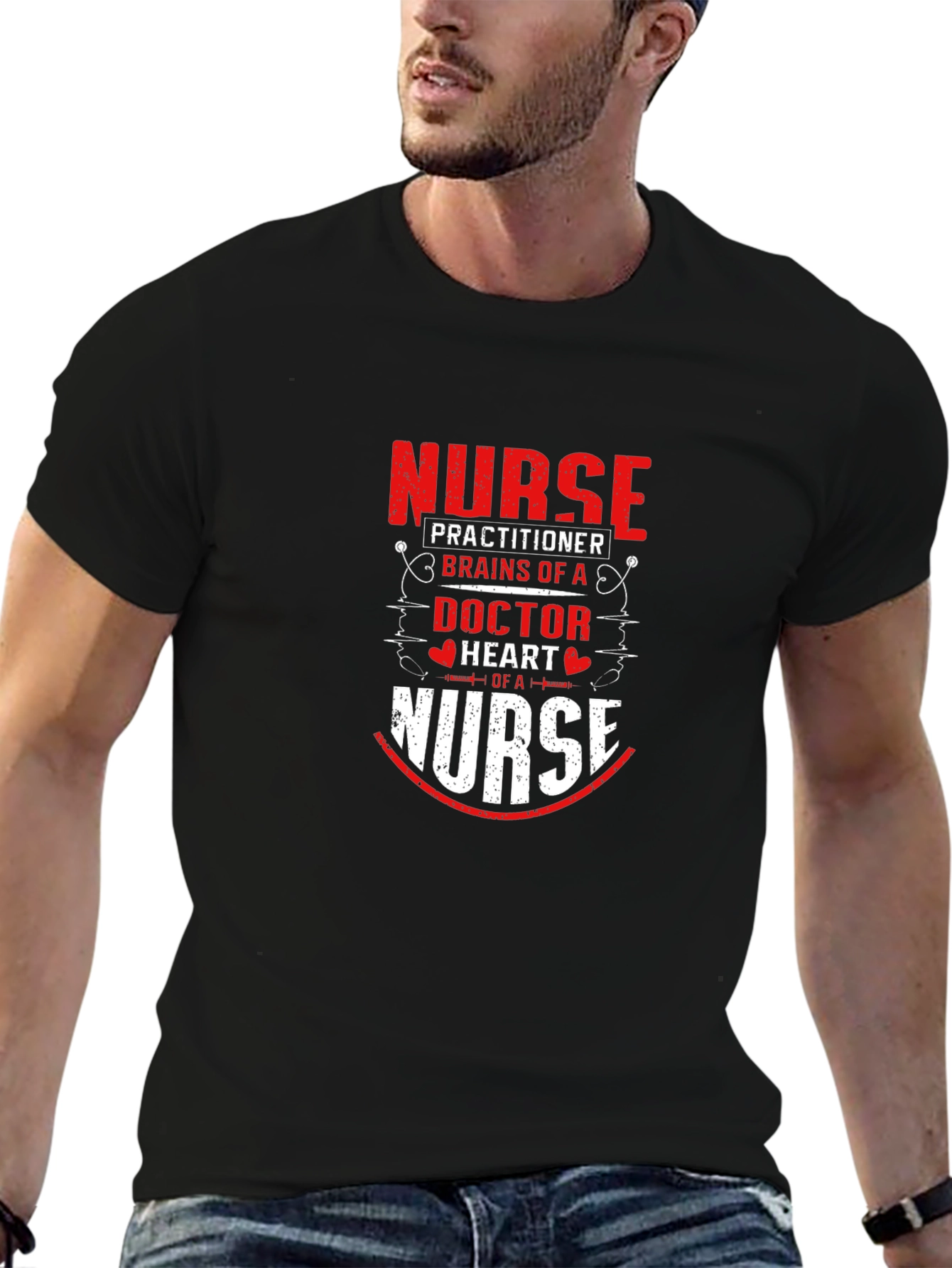 Nurse Practitioner Brains Doctor Heart Nurse T-Shirt