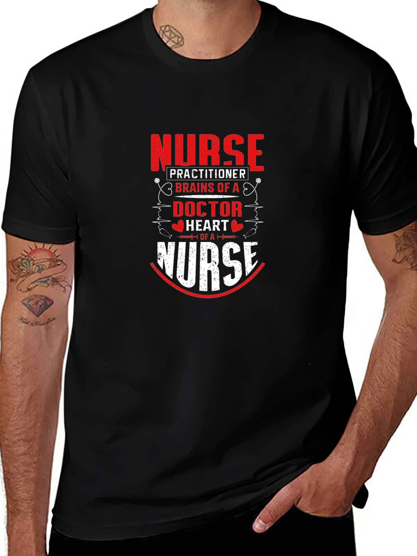 Nurse Practitioner Brains Doctor Heart Nurse T-Shirt