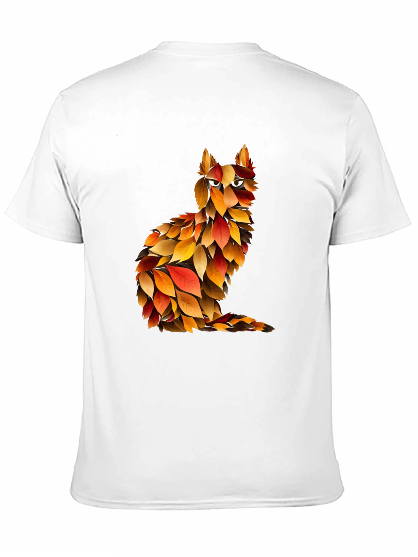 Autumn Leaf Cat Graphic T-Shirt - Unique Fall Design