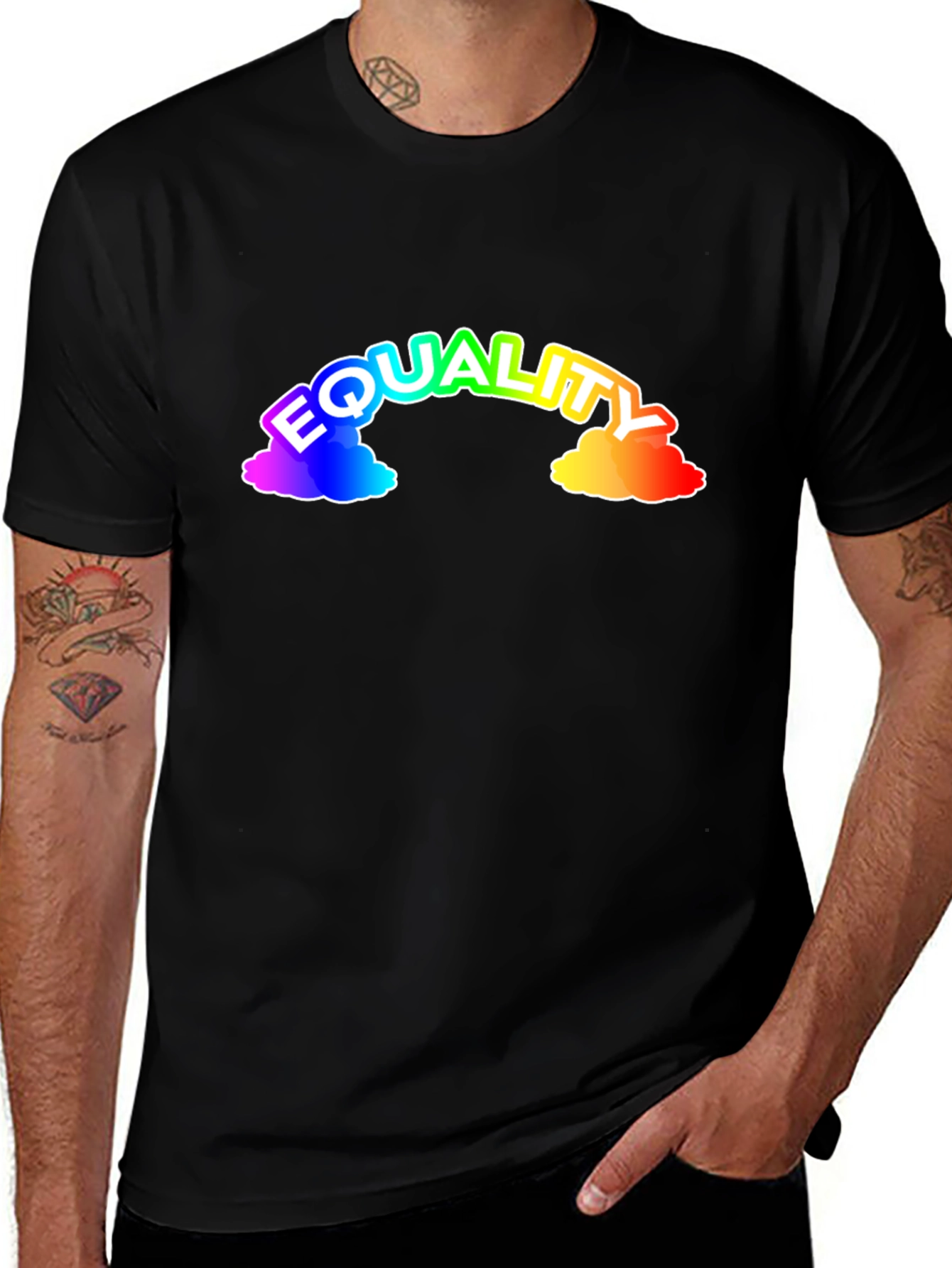 Equality Rainbow Graphic Black T-Shirt