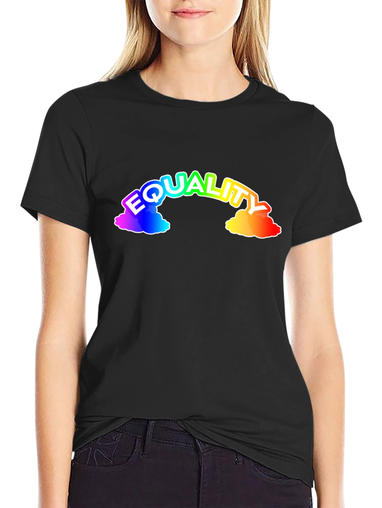 Equality Rainbow Graphic Black T-Shirt