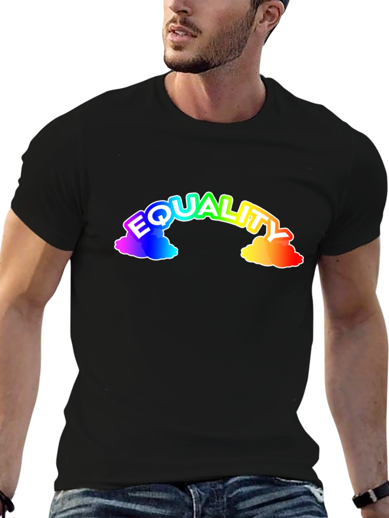 Equality Rainbow Graphic Black T-Shirt