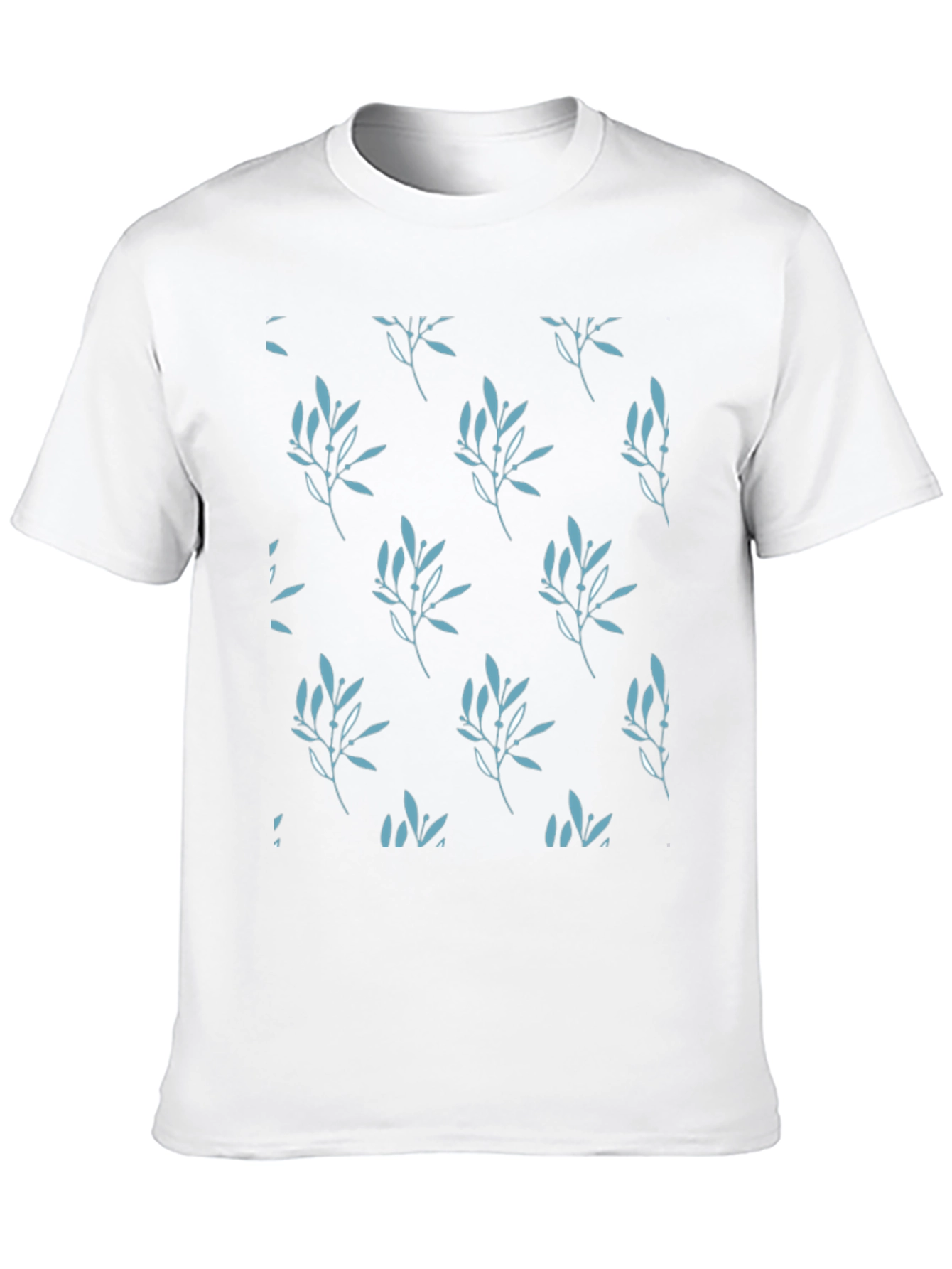 Mens Black Leaf Patterned T-Shirt