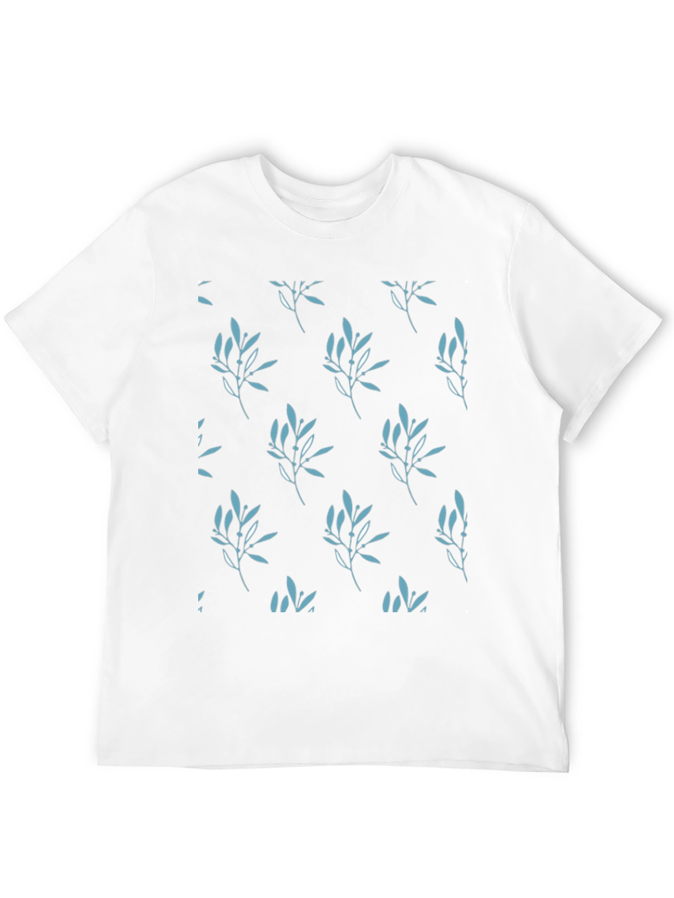 Mens Black Leaf Patterned T-Shirt
