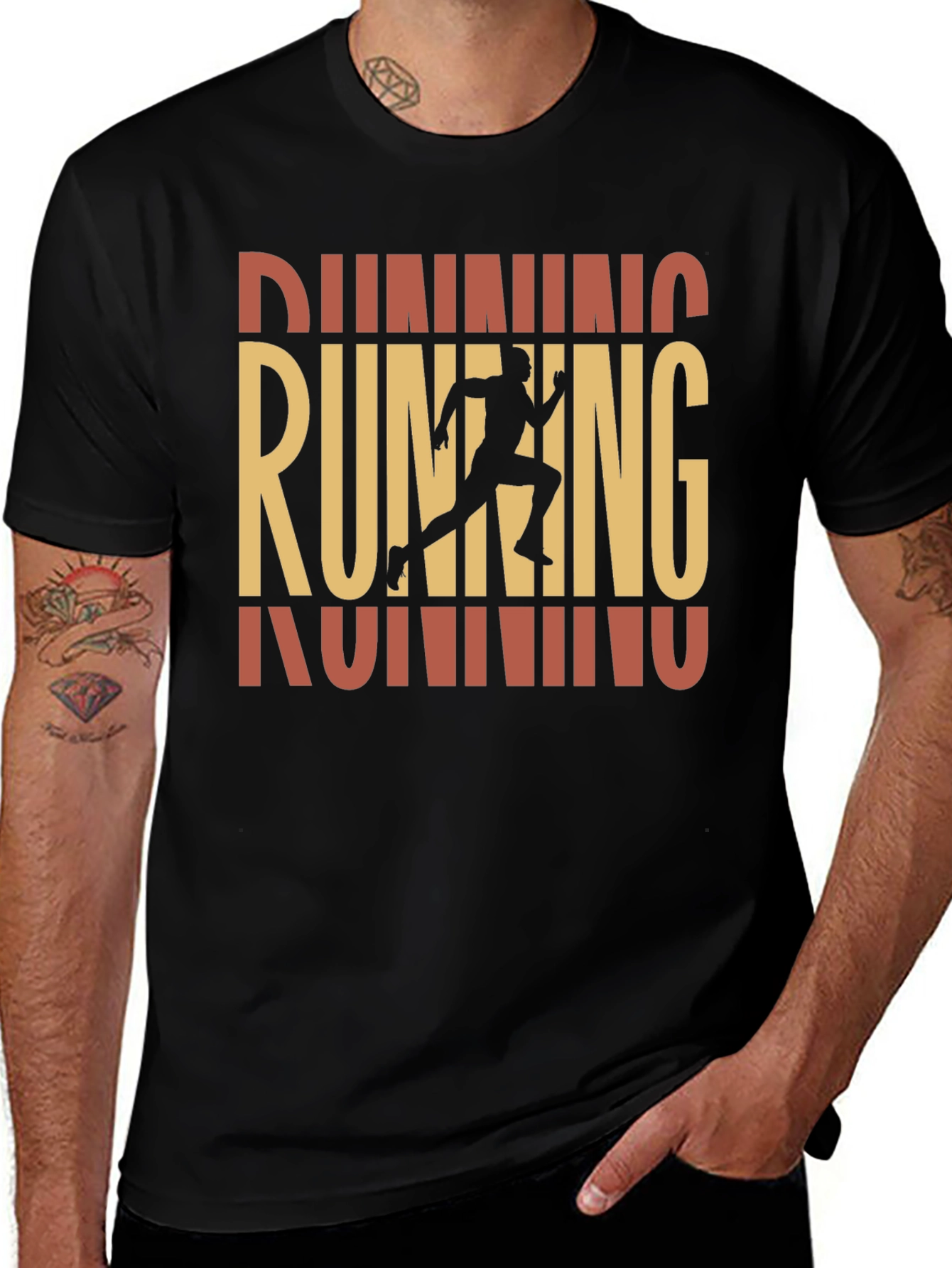 Running Graphic Print Black T-Shirt