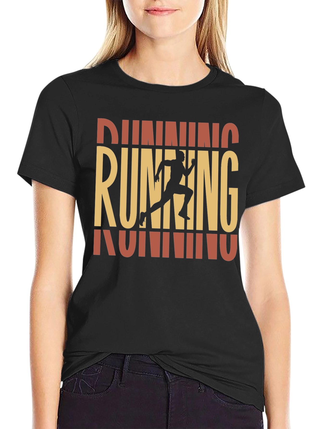 Running Graphic Print Black T-Shirt