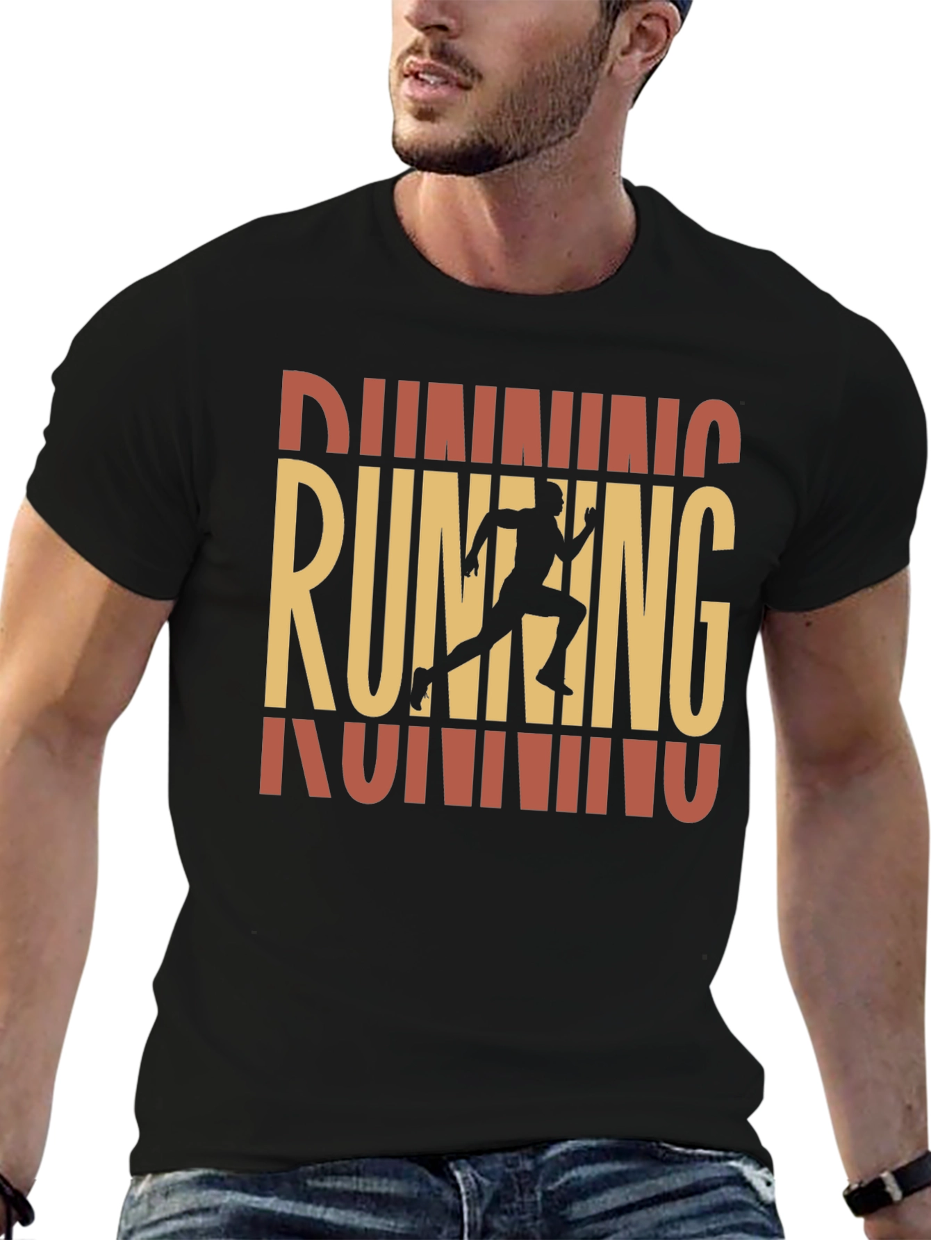 Running Graphic Print Black T-Shirt